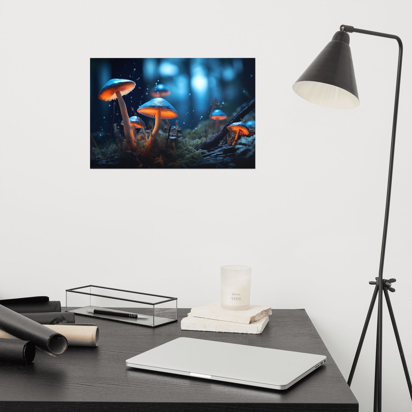 Abstract Artwork: "Bioluminescence Mushrooms" - Digital Artwork - Unframed Print