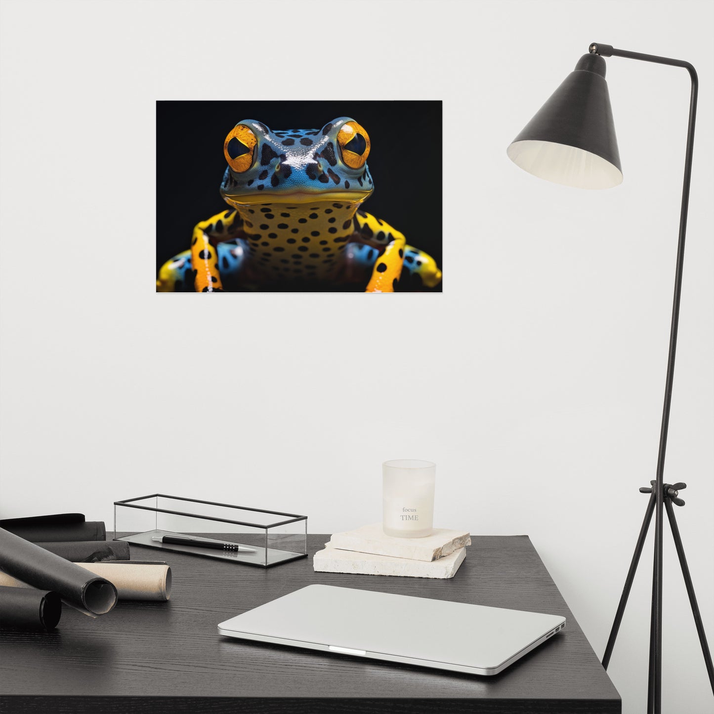 Frog Art: A Glimpse of the Exotic Poison Dart Frog Close-up Photorealism - Digital Artwork Loose Art Print