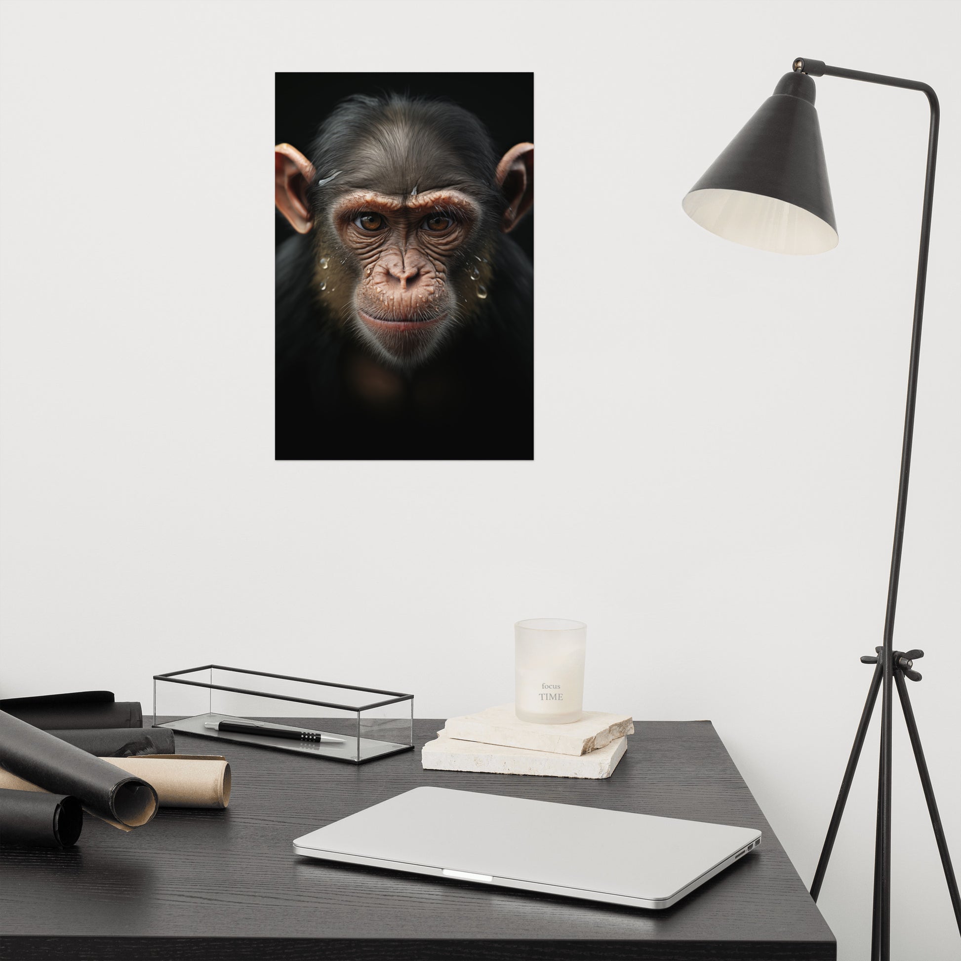 rainforest wall art: "A Monkey's Portrait" - Photorealism - Digital Artwork Loose Art Print