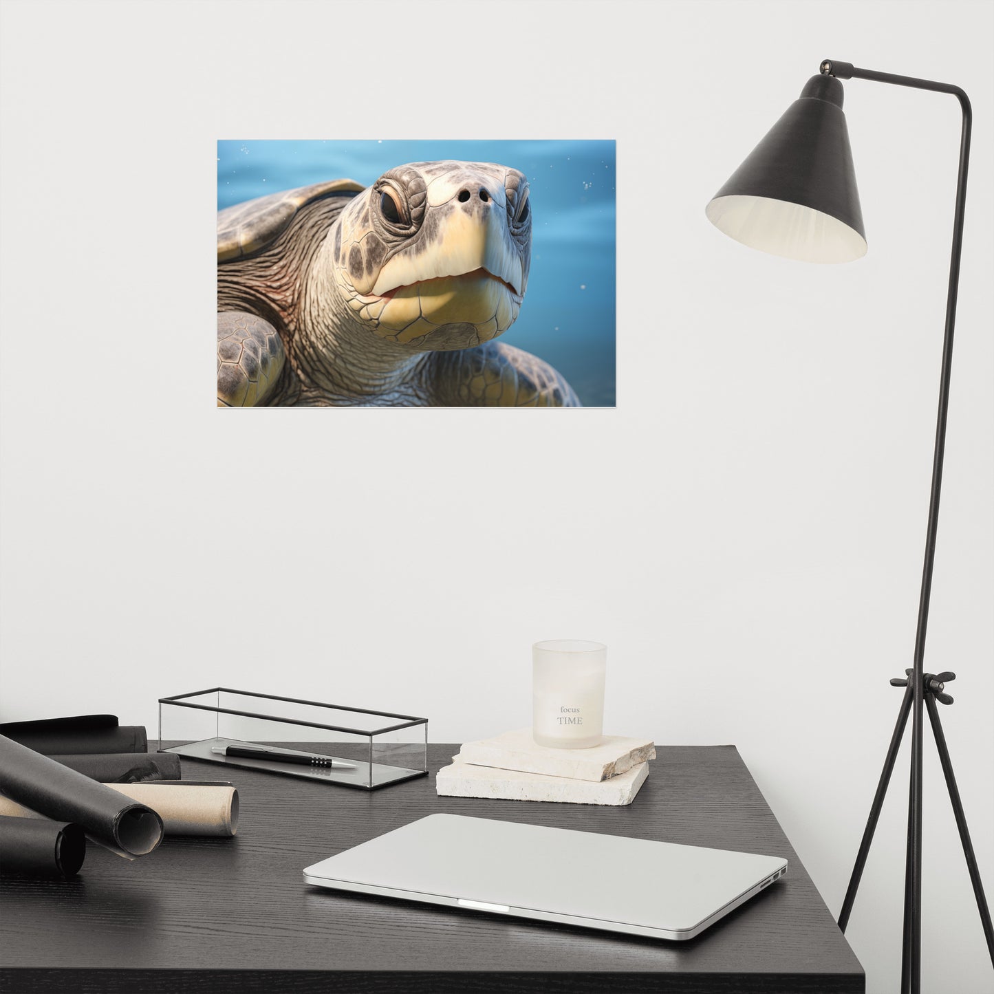 Sea Turtle Art: Ancient Eyes Olive Ridley Close-up Photorealism Painting - Digital Artwork Loose Print