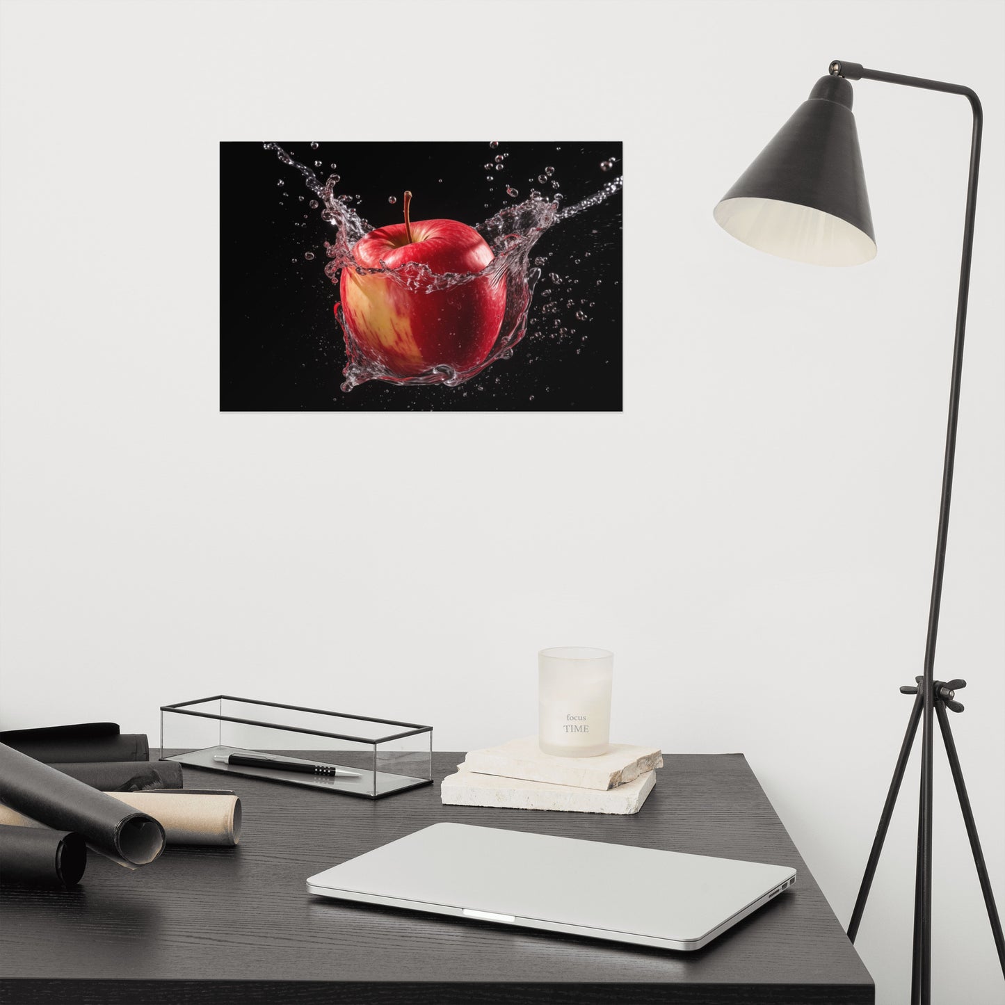 Apple Immersion - Apple in Water Photorealism - Digital Artwork Loose Print