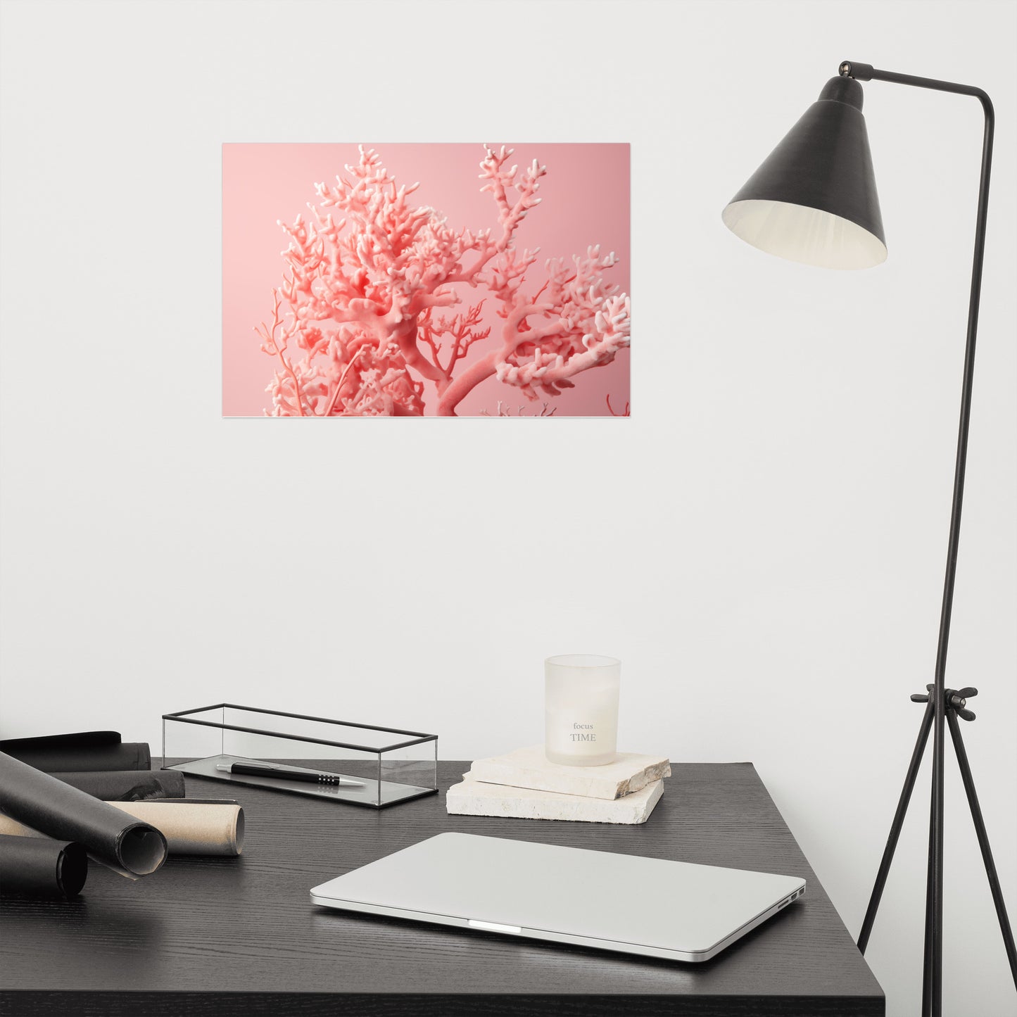 Bloom of the Depths Coral Photorealistic Painting - Digital Artwork Loose Art Print