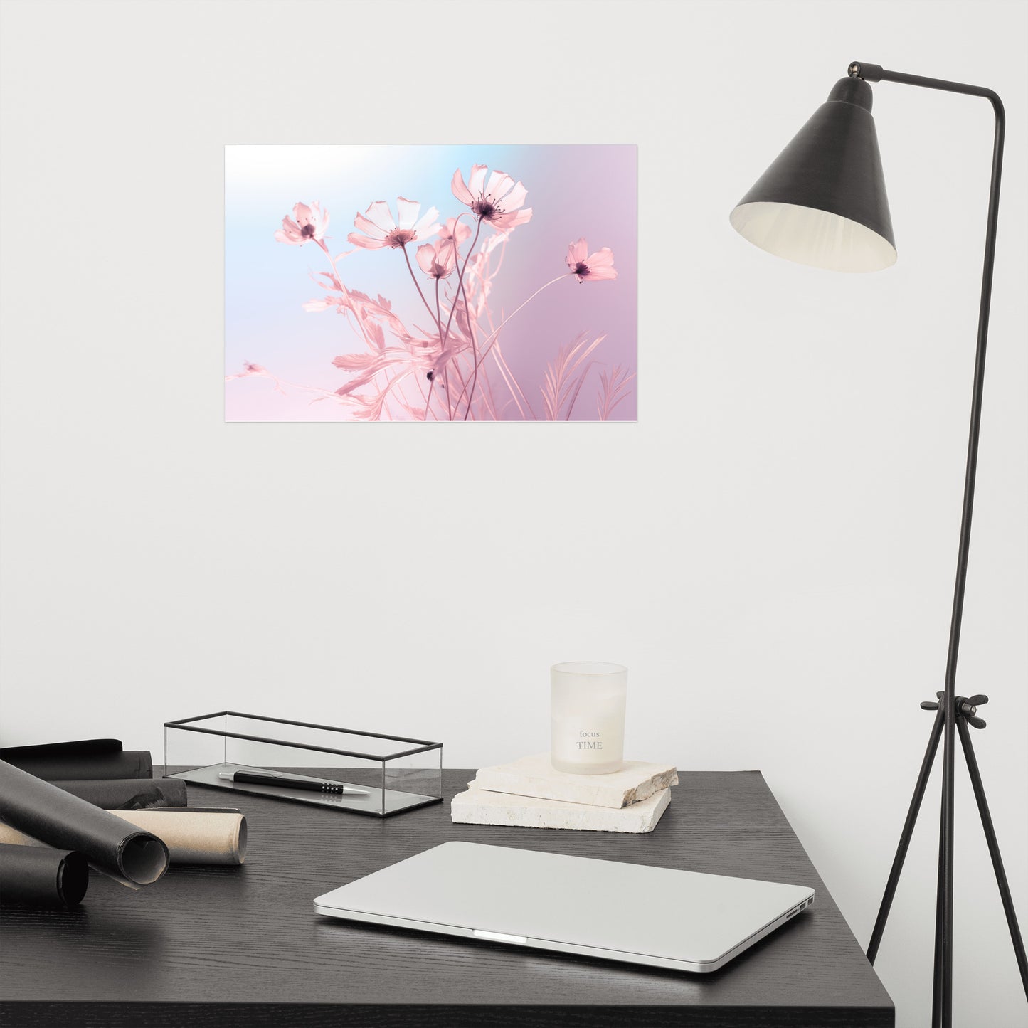 Blushing Blooms Pastel Floral Photorealism Painting - Digital Artwork Loose Art Print