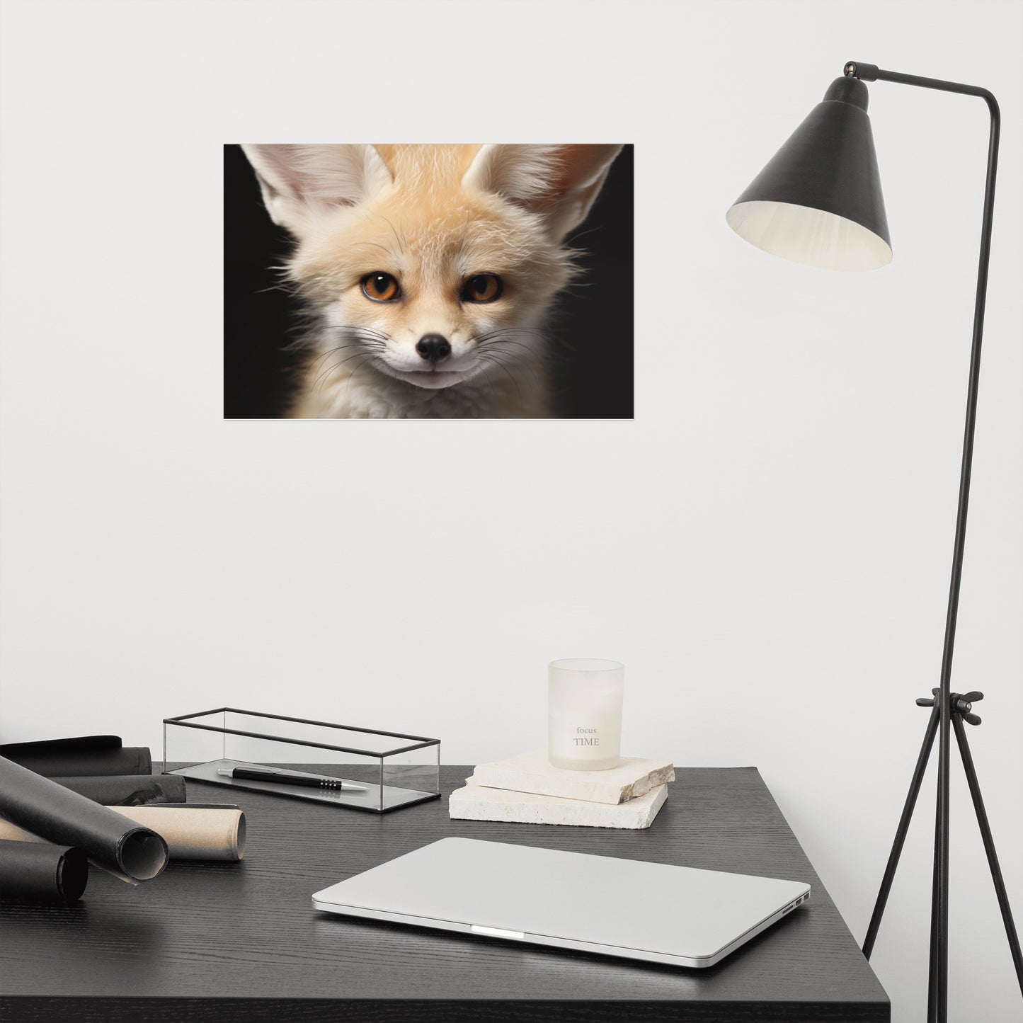 Fox Art: Close-up of a Desert Fox Fennec Fox Photorealism - Digital Artwork Loose Art Print