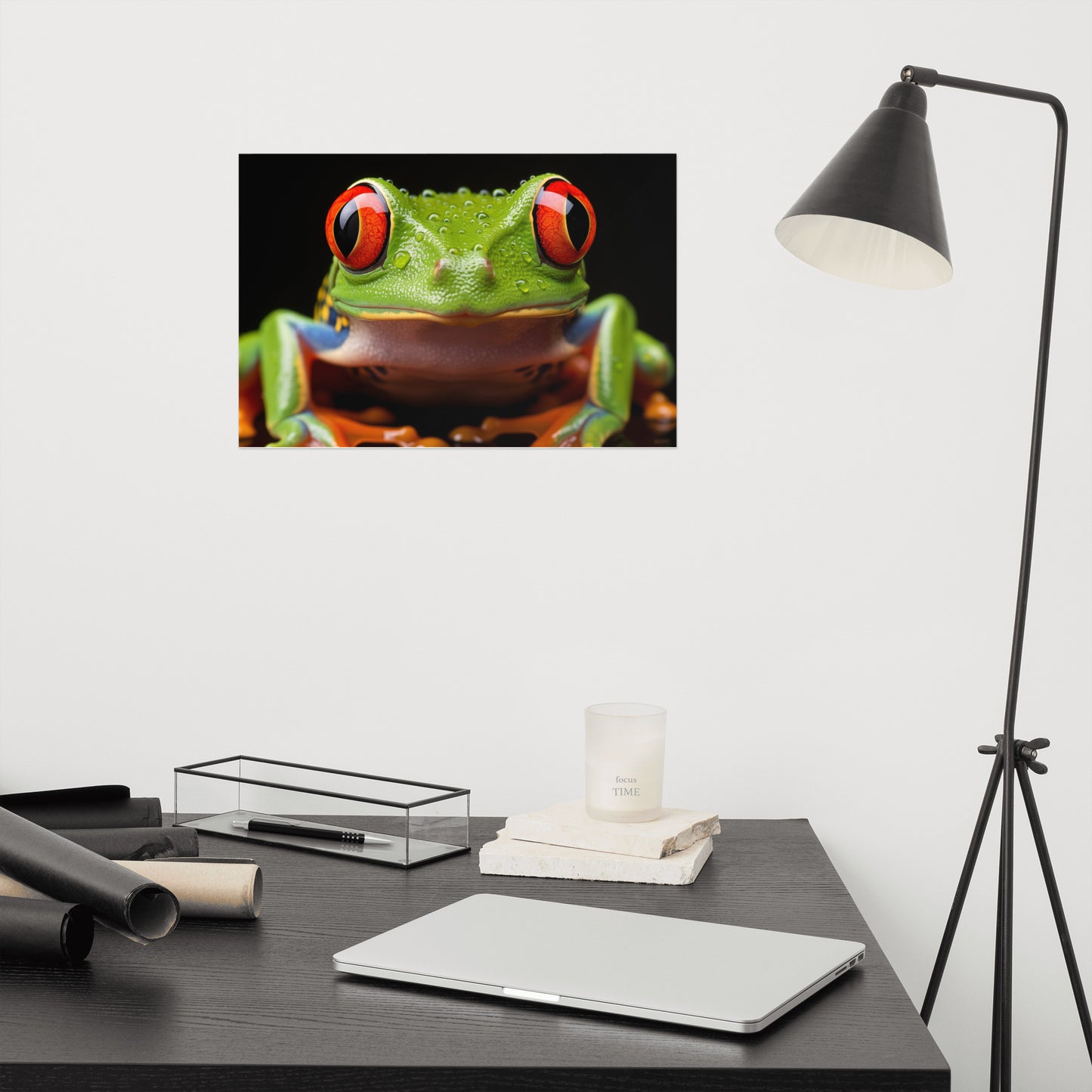 Crimson Gaze Red Eyed Tree Frog Close-up Photorealism - Digital Artwork Loose Art Print