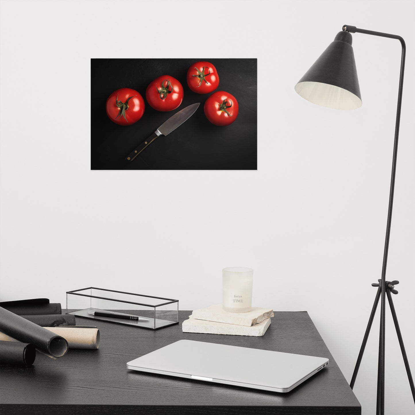 Home Kitchen Wall Decor: Crimson Quartet Tomatoes Photorealism - Digital Artwork Loose Art Print