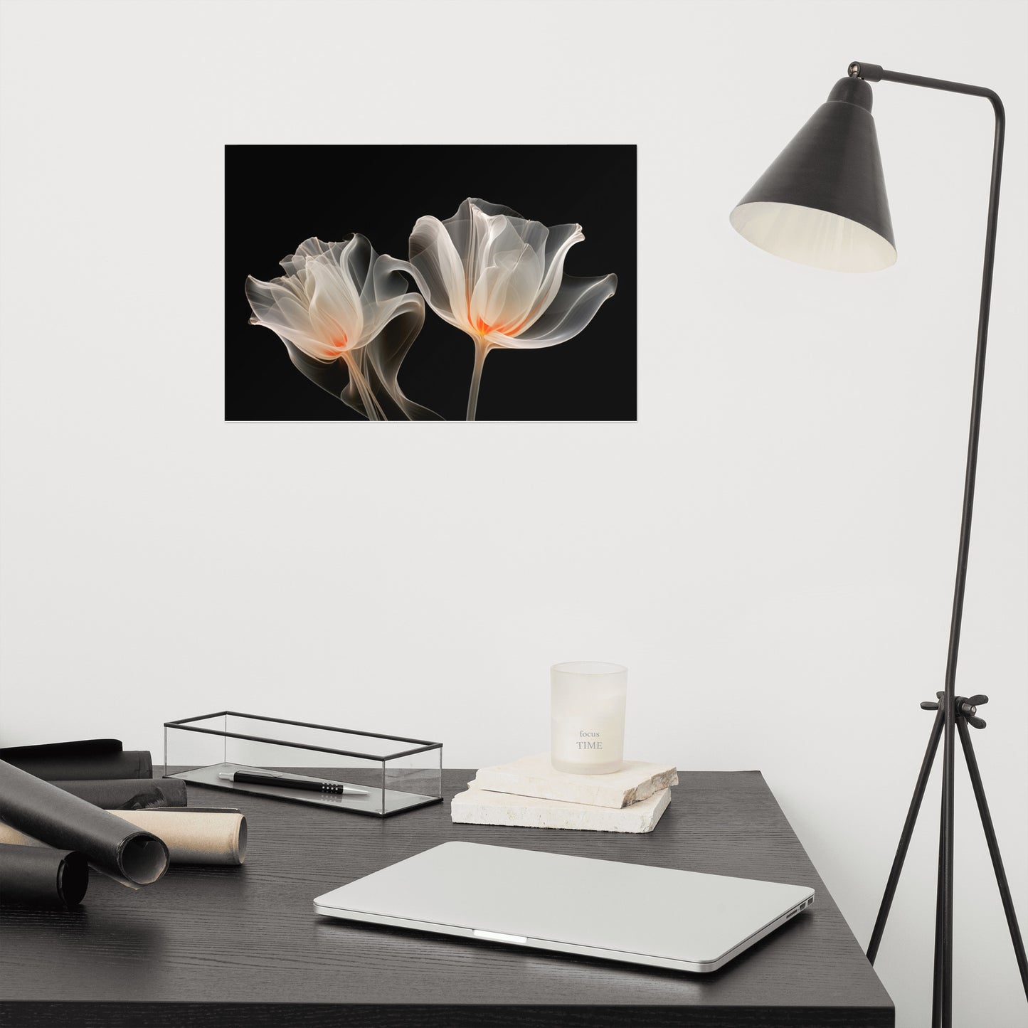 Flower Poster Aesthetic: Crystallized Beauty X-ray Effect - Digital Artwork Loose Art Print