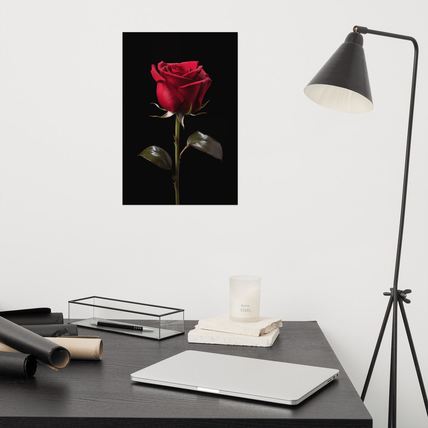 Red Flower Art: Dark Romance Photorealism - Digital Artwork Loose Art Print