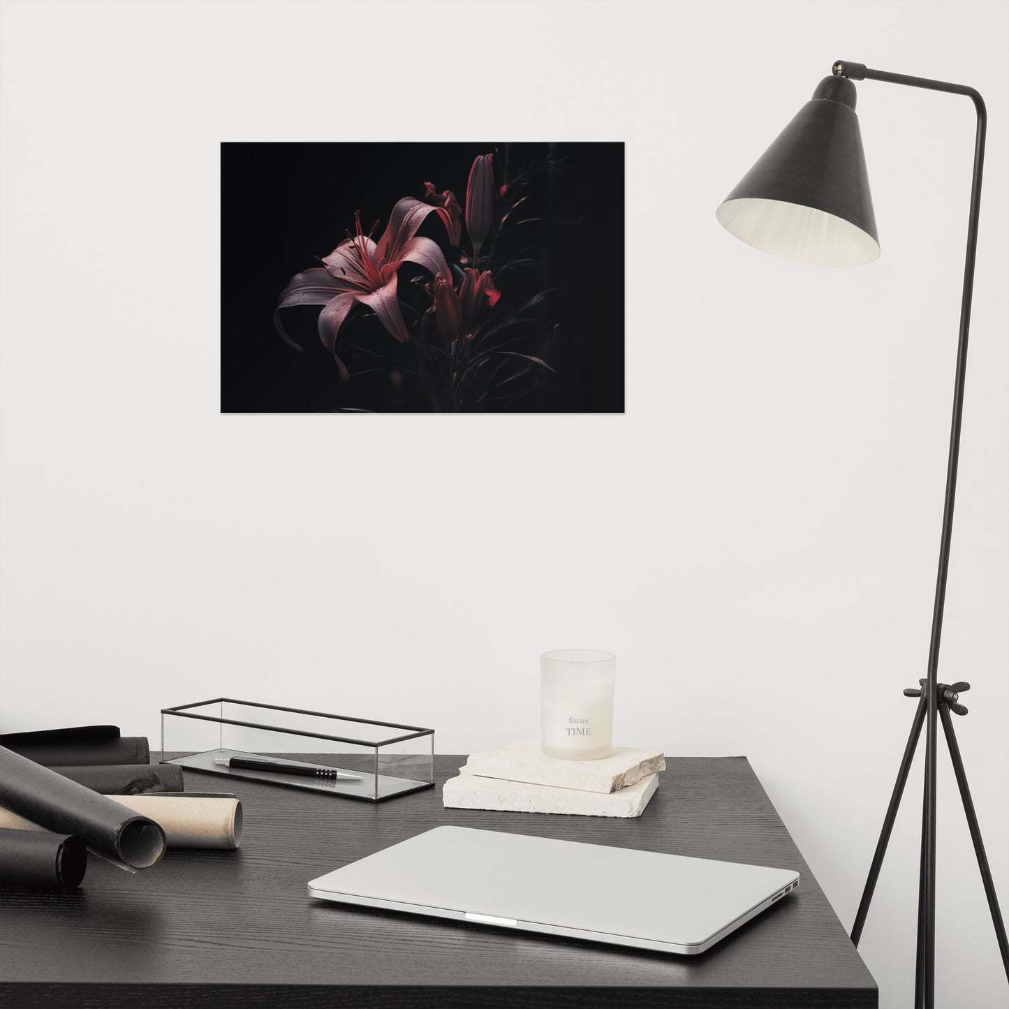 Flower Modern Art: Darkest Desire Dark Floral Photorealism - Digital Artwork Loose Art Print