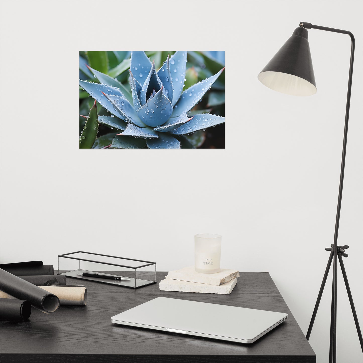 Botanical Painting: Delicate Agave Botanical Rustic Photorealism - Digital Artwork Loose Art Print