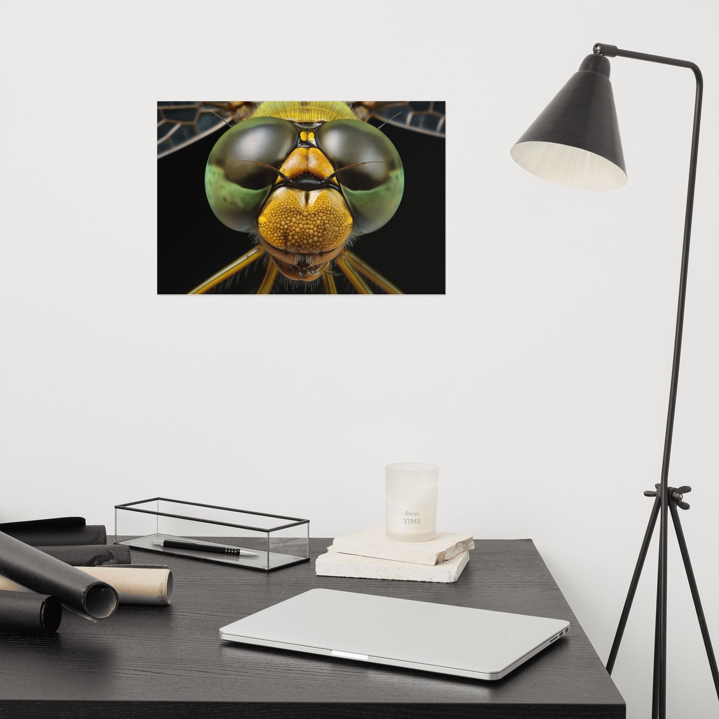 Wildlife Art: Dragonfly Close-Up Portrait Photorealism - Digital Artwork Loose Art Print