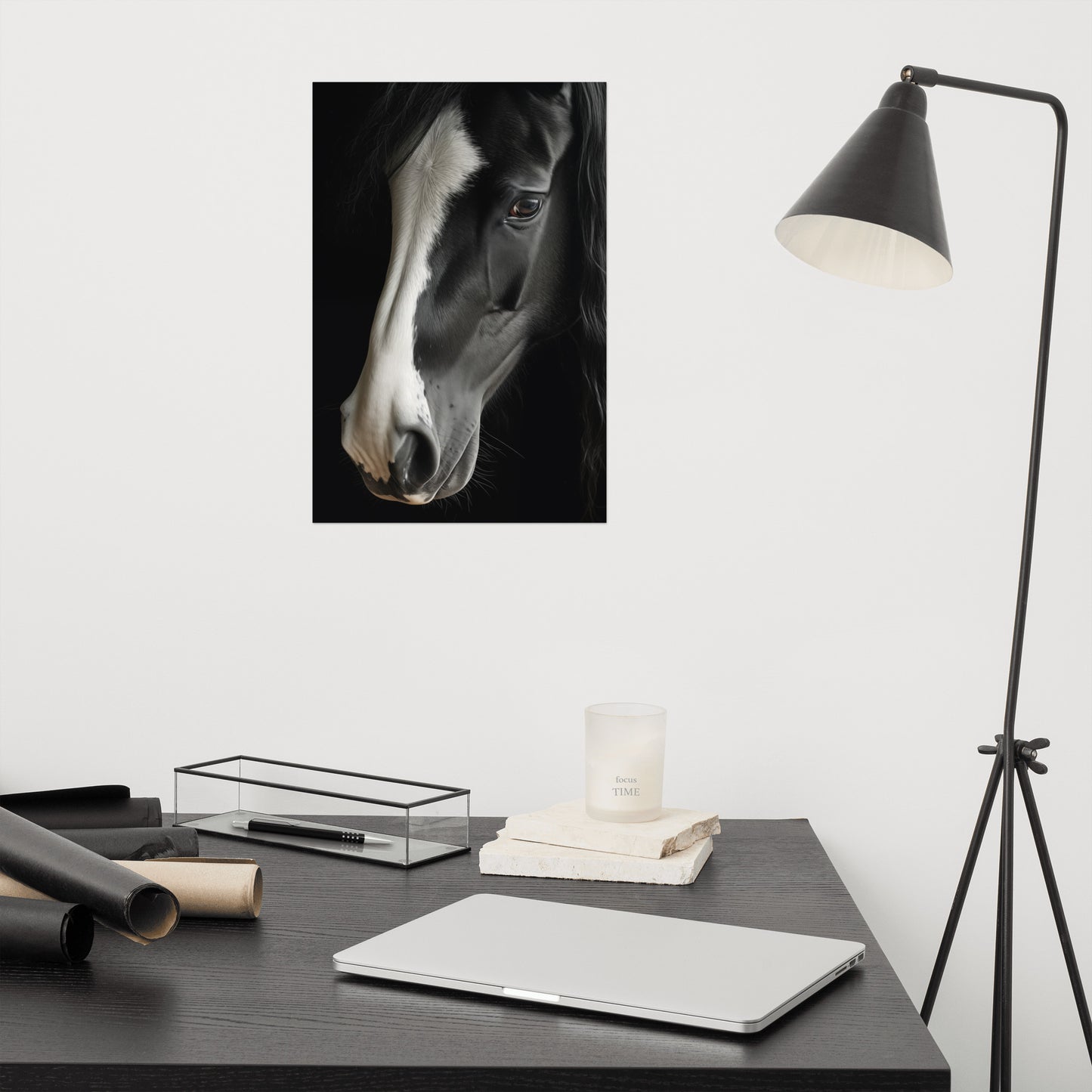 Equestrian Art Prints: Ebony and Ivory Photorealism - Digital Artwork Loose Art Print