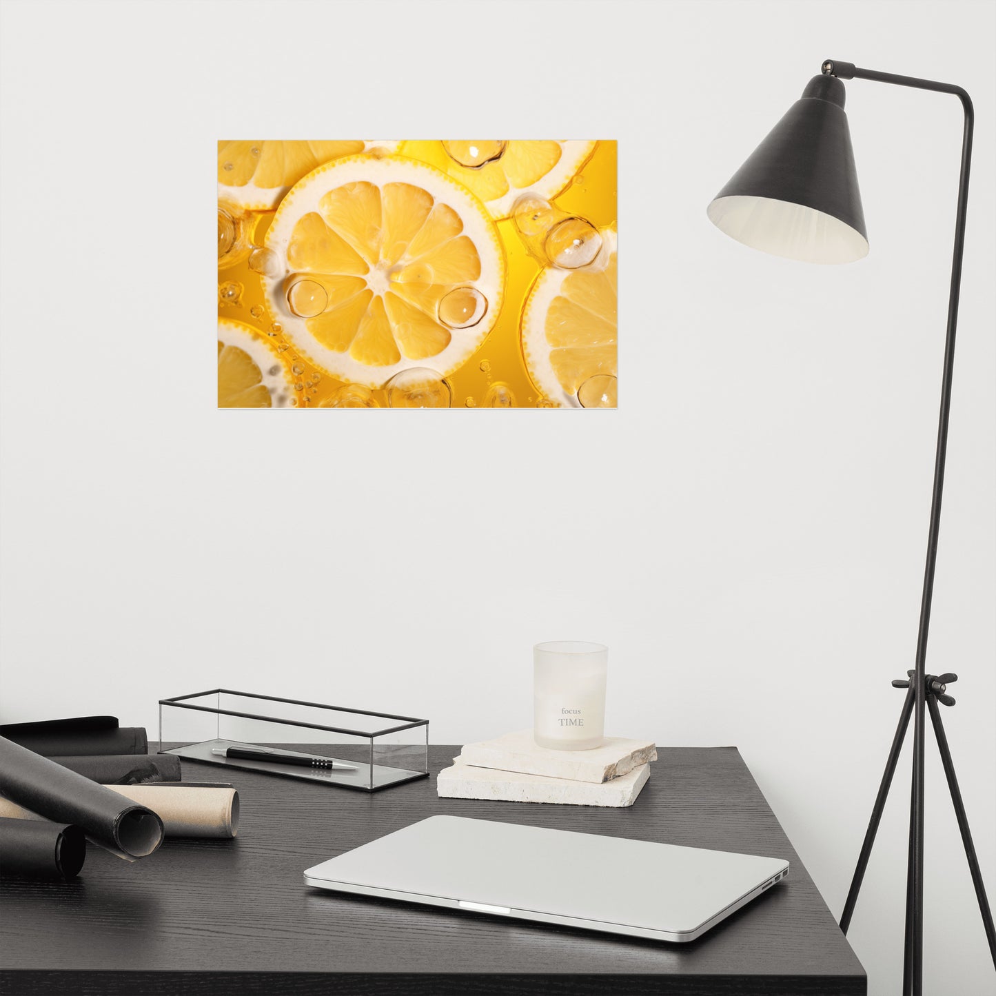 Cute Lemon Art: Effervescent Citrus Photorealism - Digital Artwork Loose Art Print