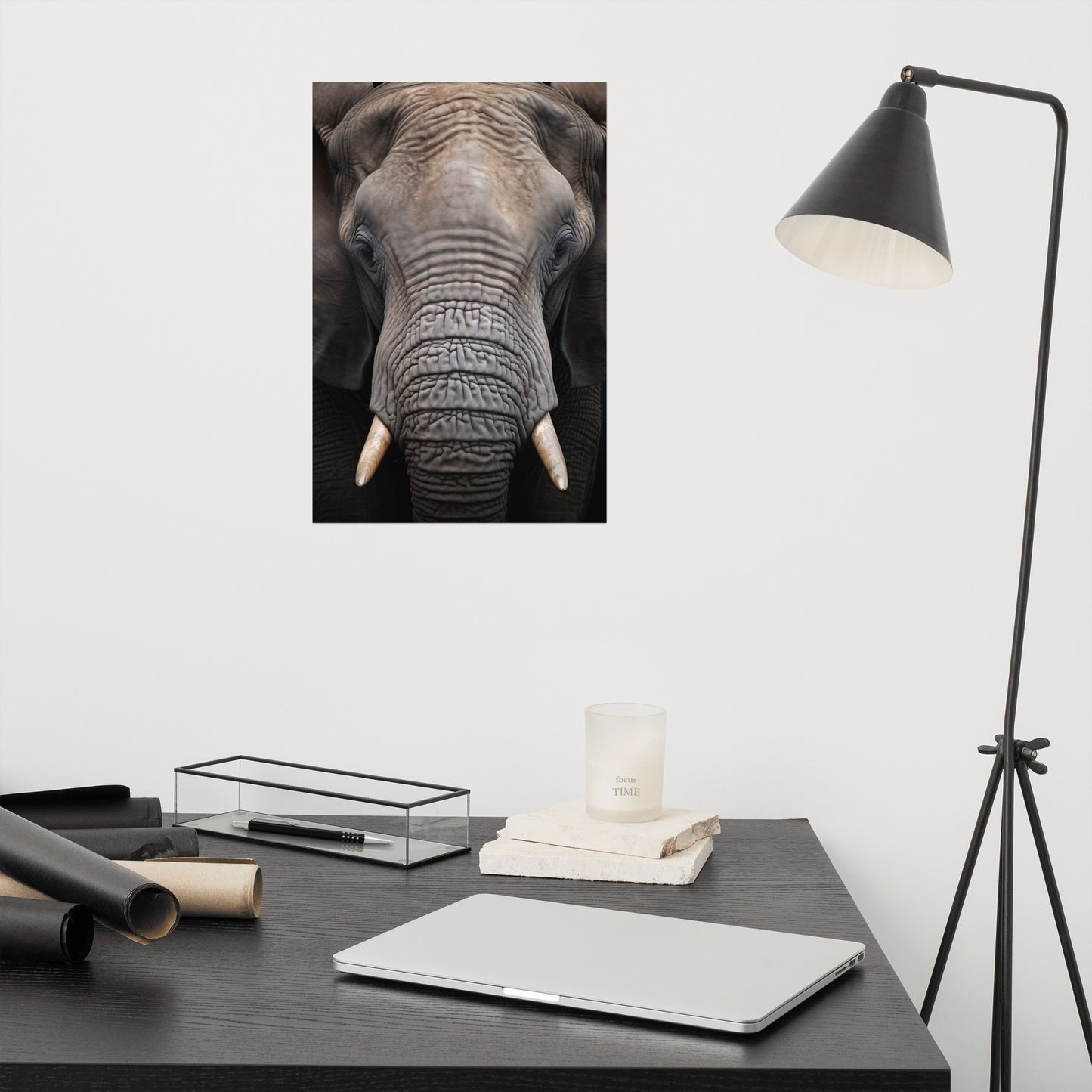 Wall Art Wildlife: Elephant Photorealism - Digital Artwork Loose Art Print