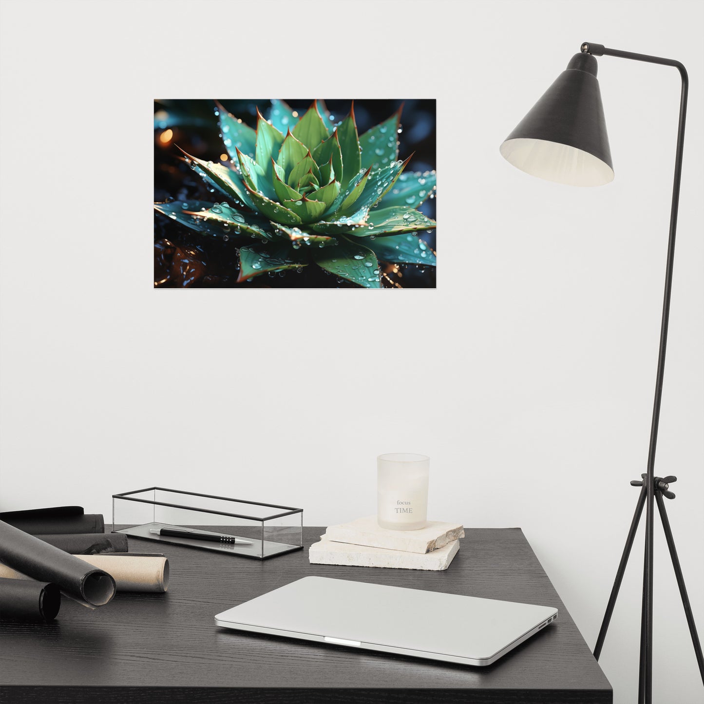 Botanical Wall Prints: Emberglow Succulent Surreal - Digital Artwork Loose Art Print