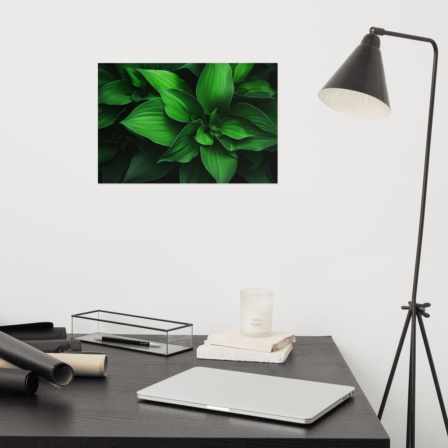 Neutral Botanical Prints: Emerald Symphony Green Plants Photorealism - Digital Artwork Loose Art Print