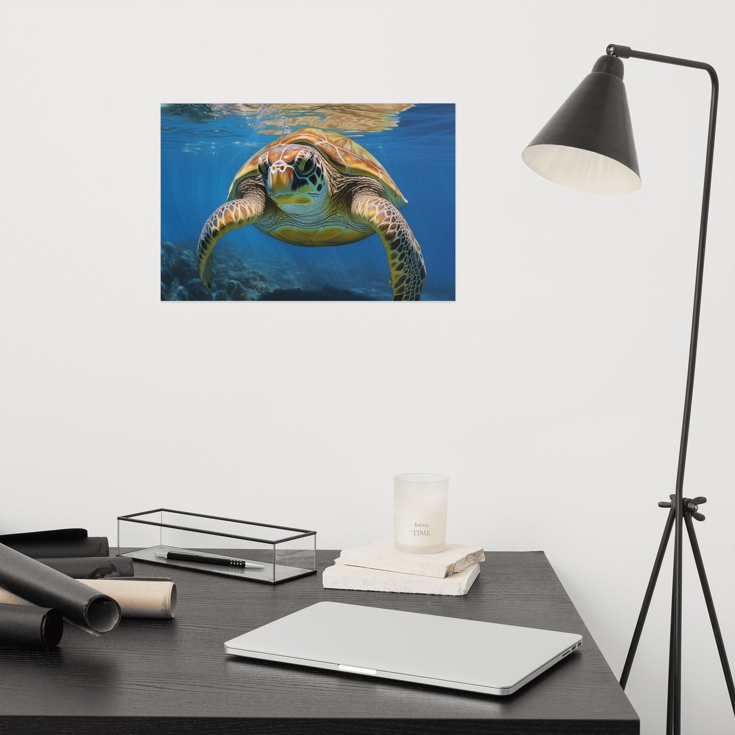 Sea Turtle Art: Eternal Voyager Coastal Illustration - Digital Artwork Loose Art Print