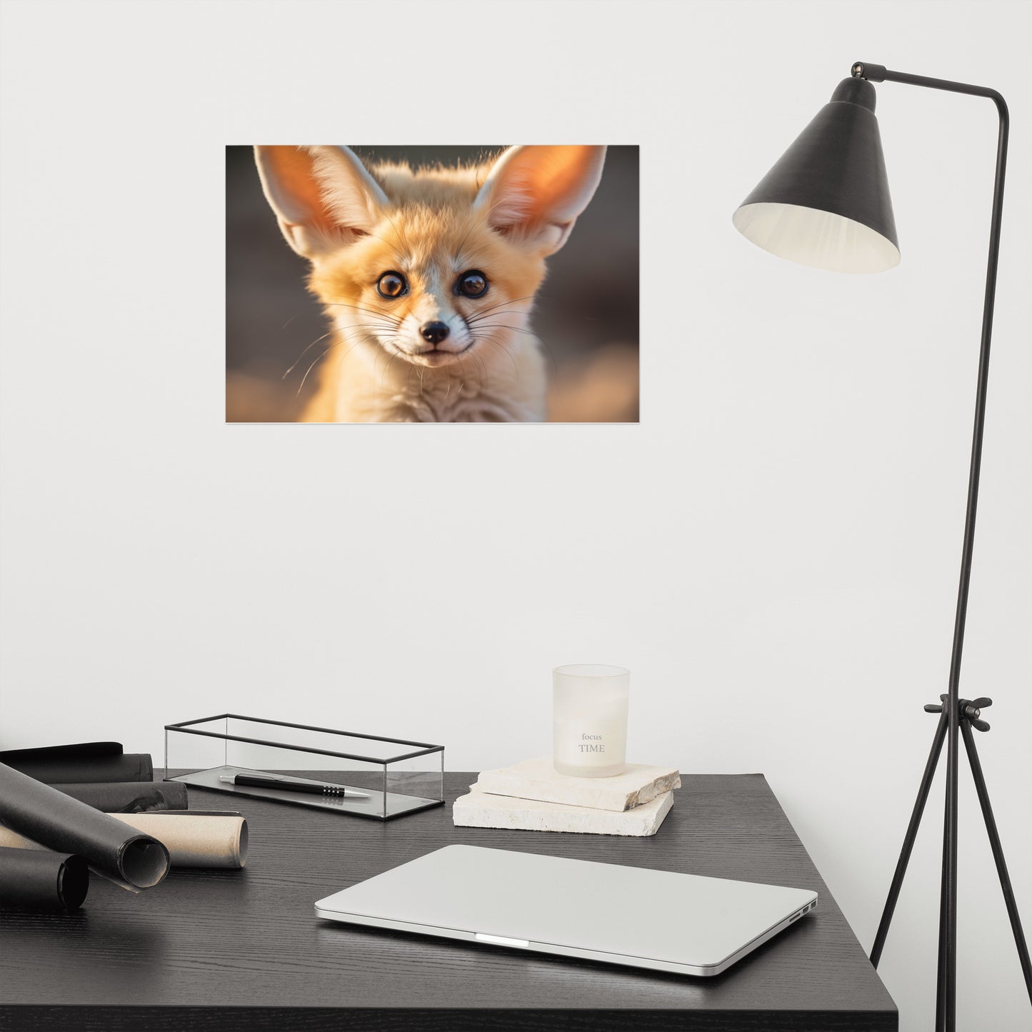 Fennec Fox Portrait Photorealism - Digital Artwork Loose Art Print