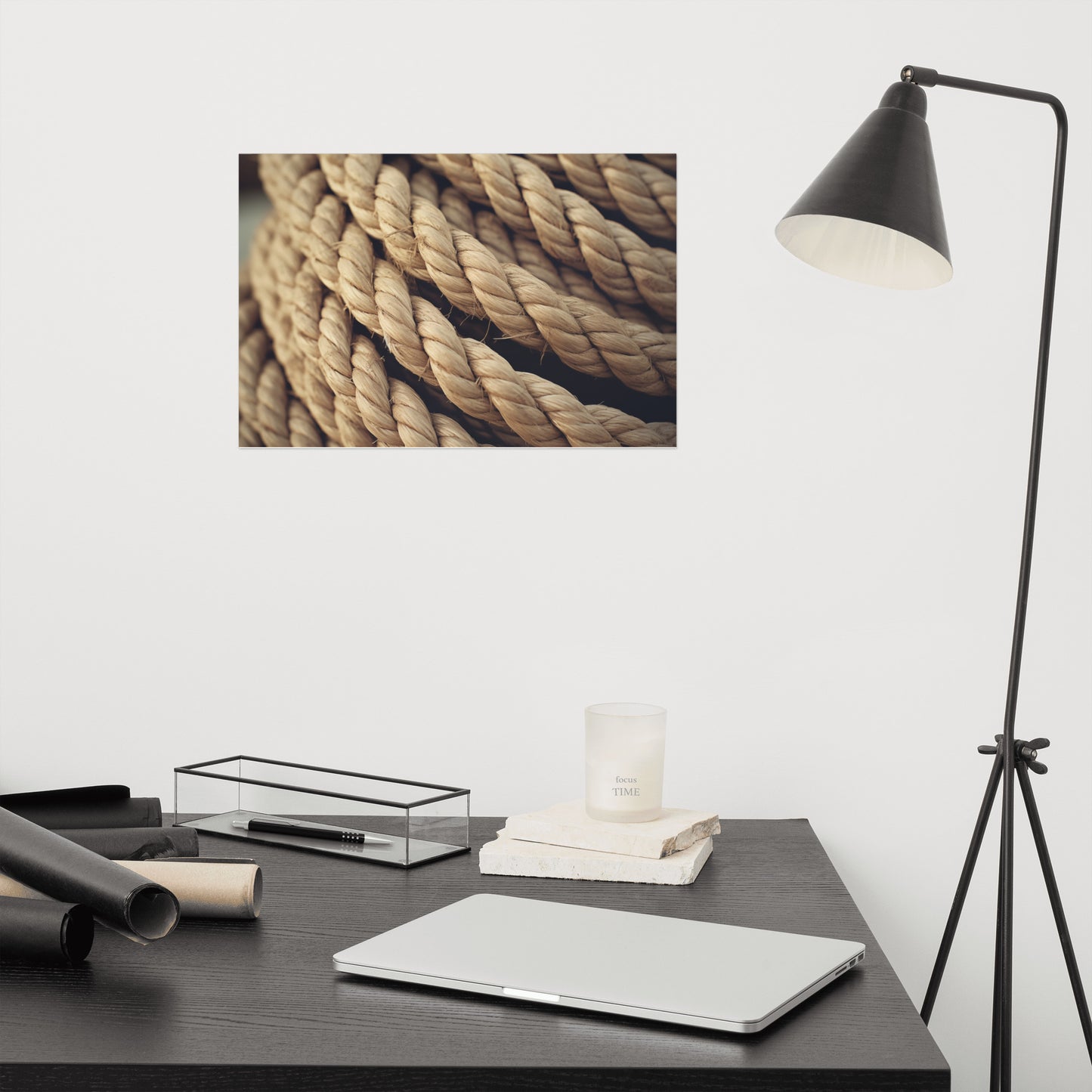 Fibrous Elegance Texture Ropes Photorealism - Digital Artwork Loose Art Print