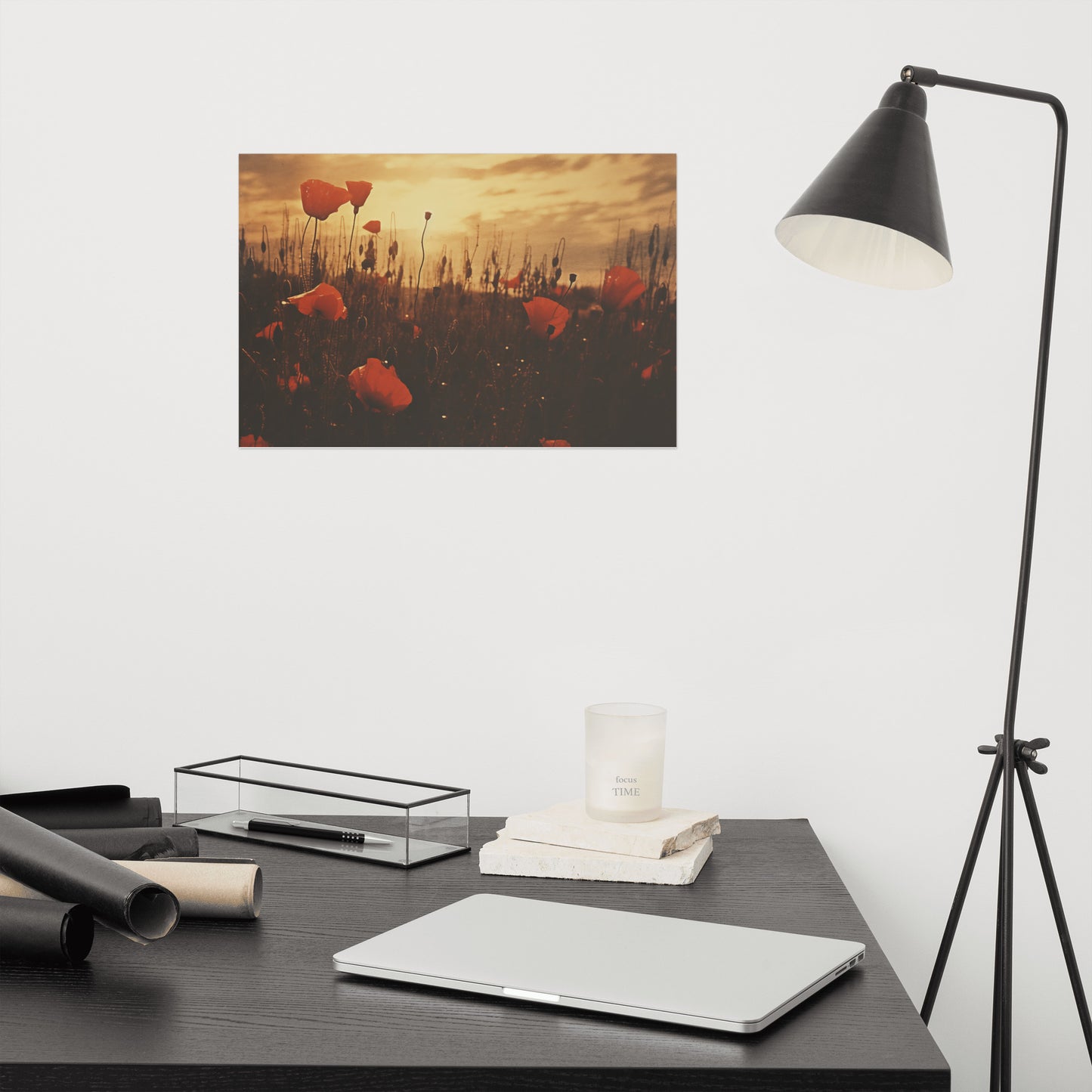 Field of Memories Poppy Field Retro Subdued Photorealism - Digital Artwork Loose Art Print