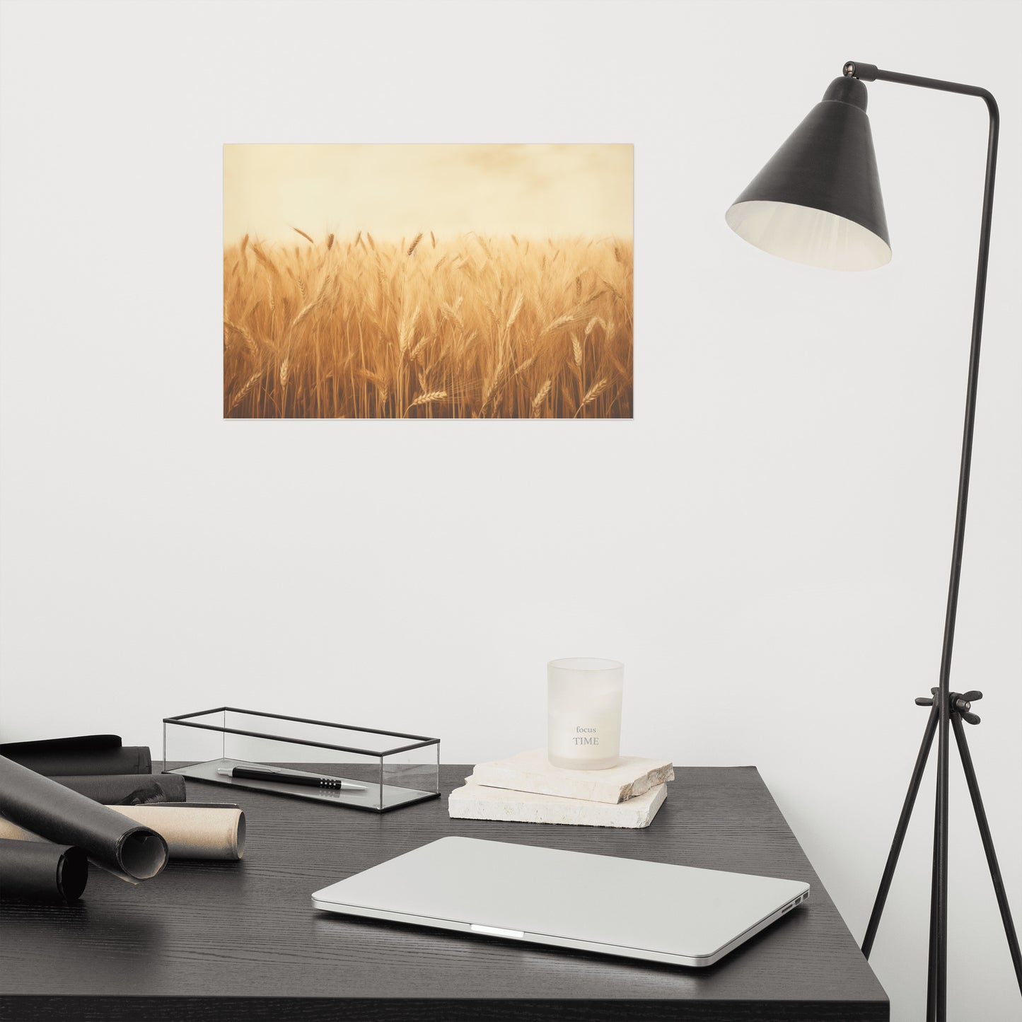 Fields of Gold Minimal Botanical Rustic Subdued Wheat Crops Photorealism - Digital Artwork Loose Art Print