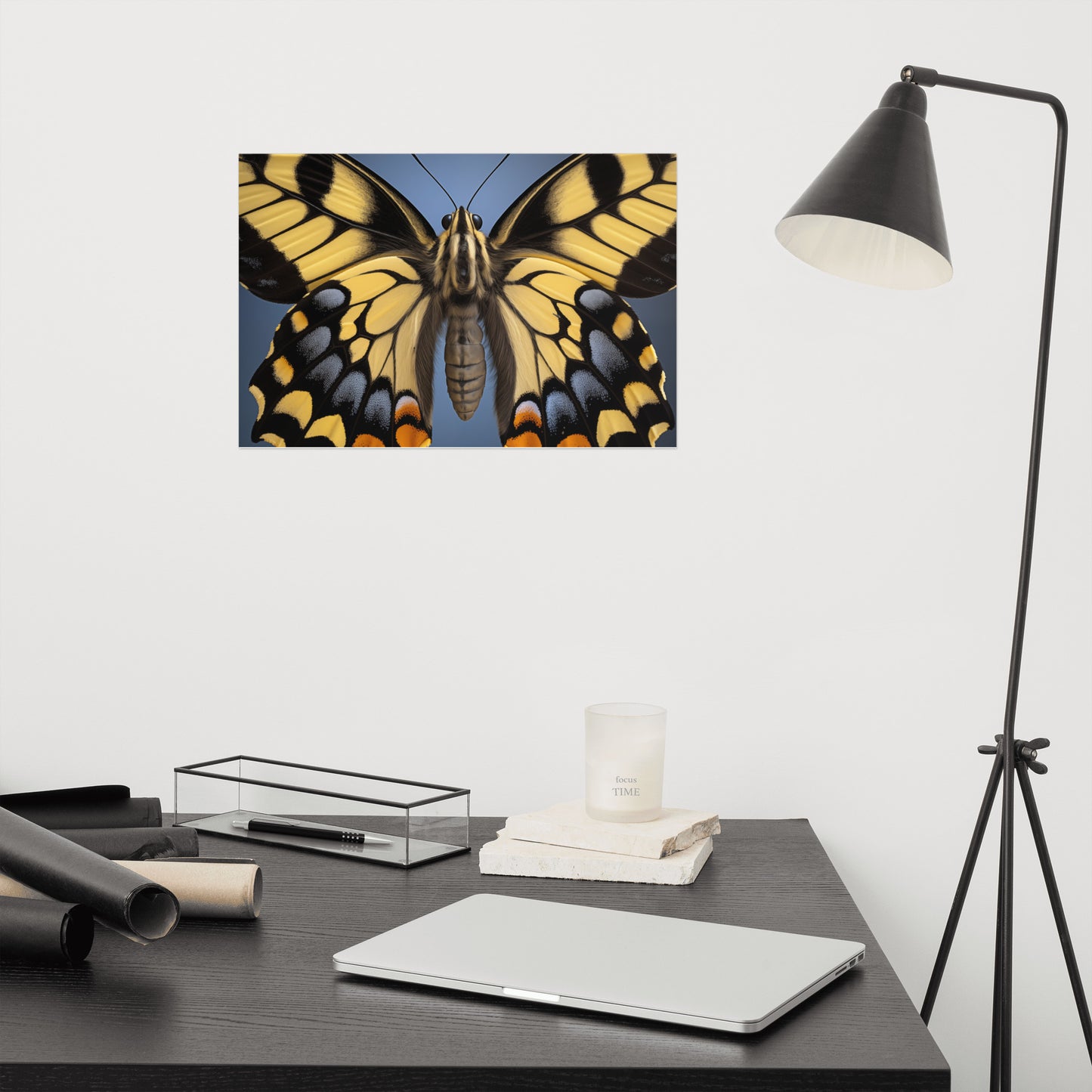 Flutter of Fancy Swallowtail Butterfly Close-up Photorealism - Digital Artwork Loose Art Print