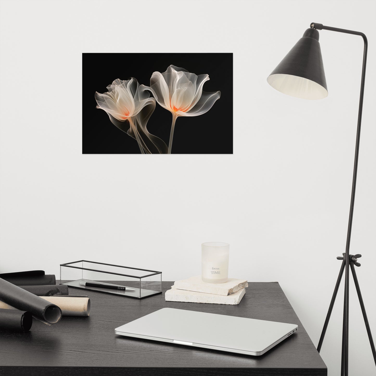 Frosted Petals X-Ray Effect Illustration - Digital Artwork Loose Art Print