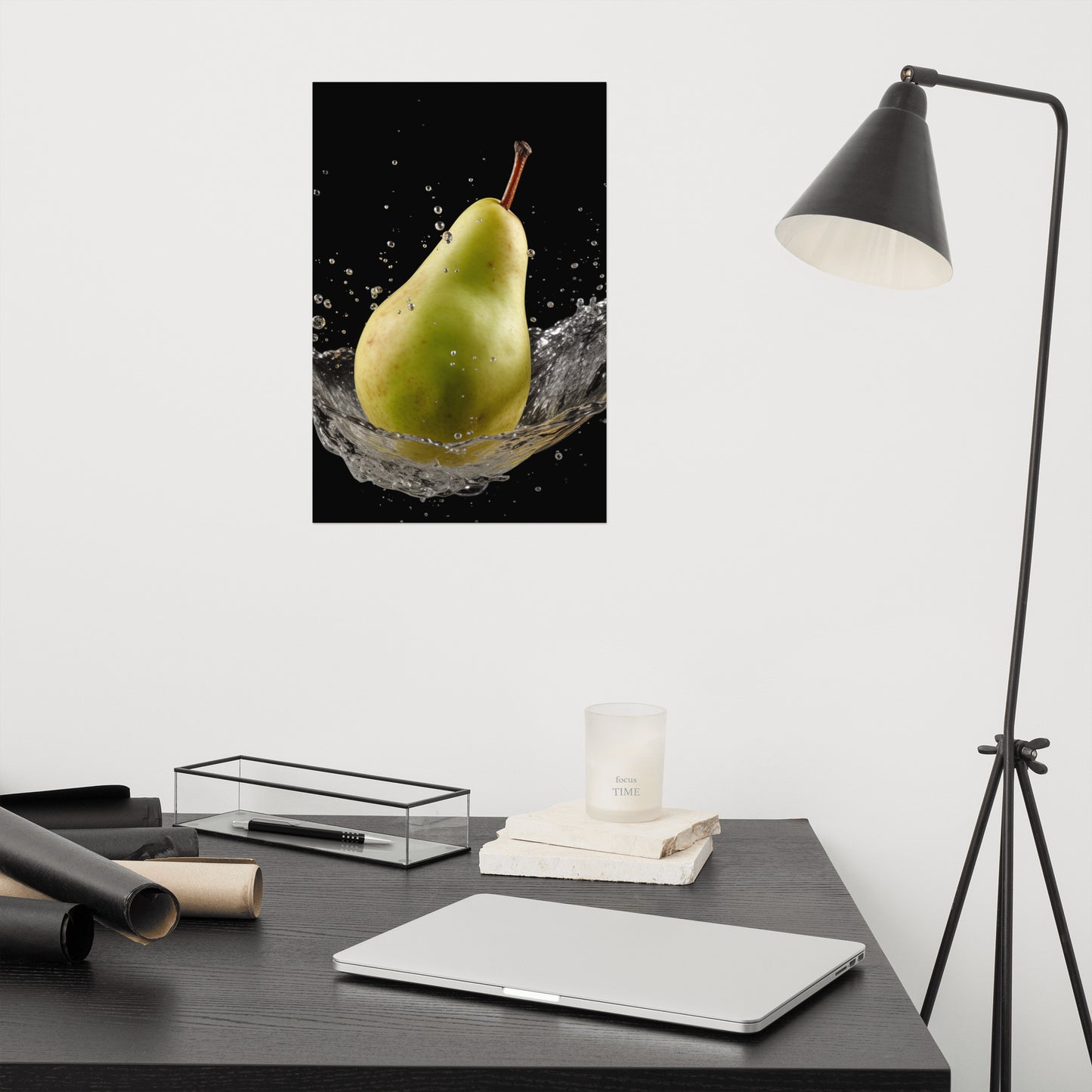 Fruity Fusion Pear in Water Photorealism - Digital Artwork Loose Art Print