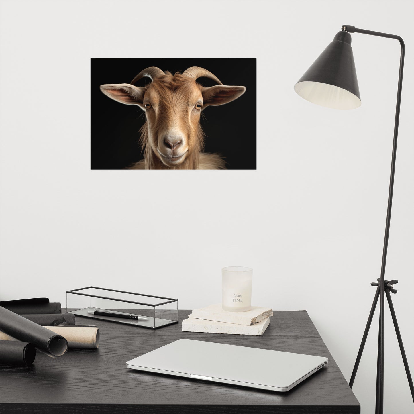 Goat Portrait Photorealism - Digital Artwork Loose Art Print