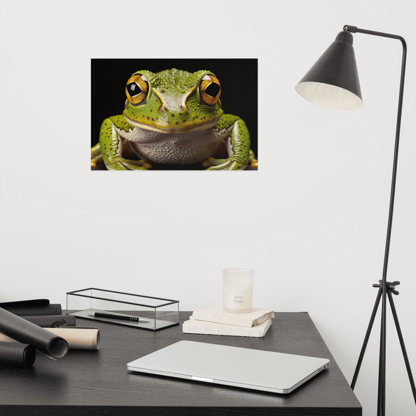 Goggle Eyes Hylidae Tree Frog Photorealism - Digital Artwork Loose Art Print