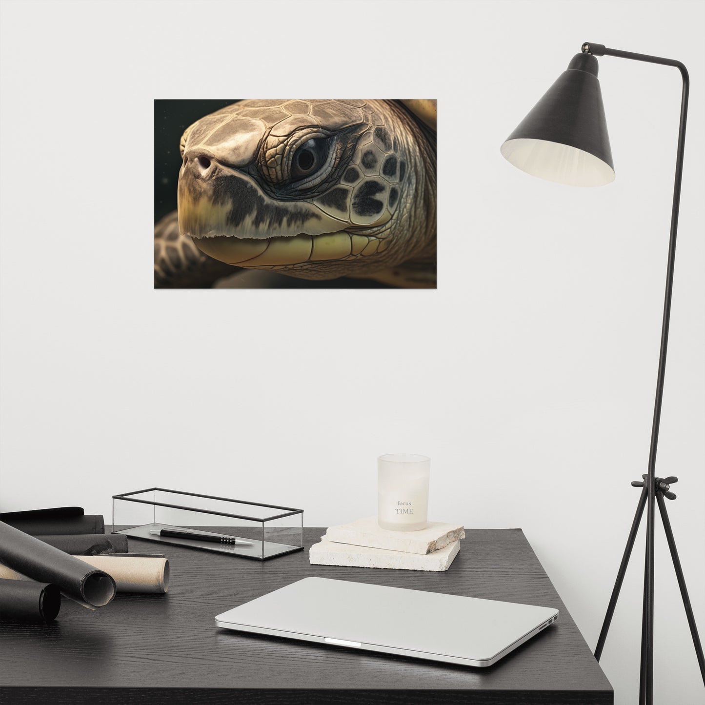 Guardian of the Deep Olive Ridley Turtle Close-up Photorealism - Digital Artwork Loose Art Print