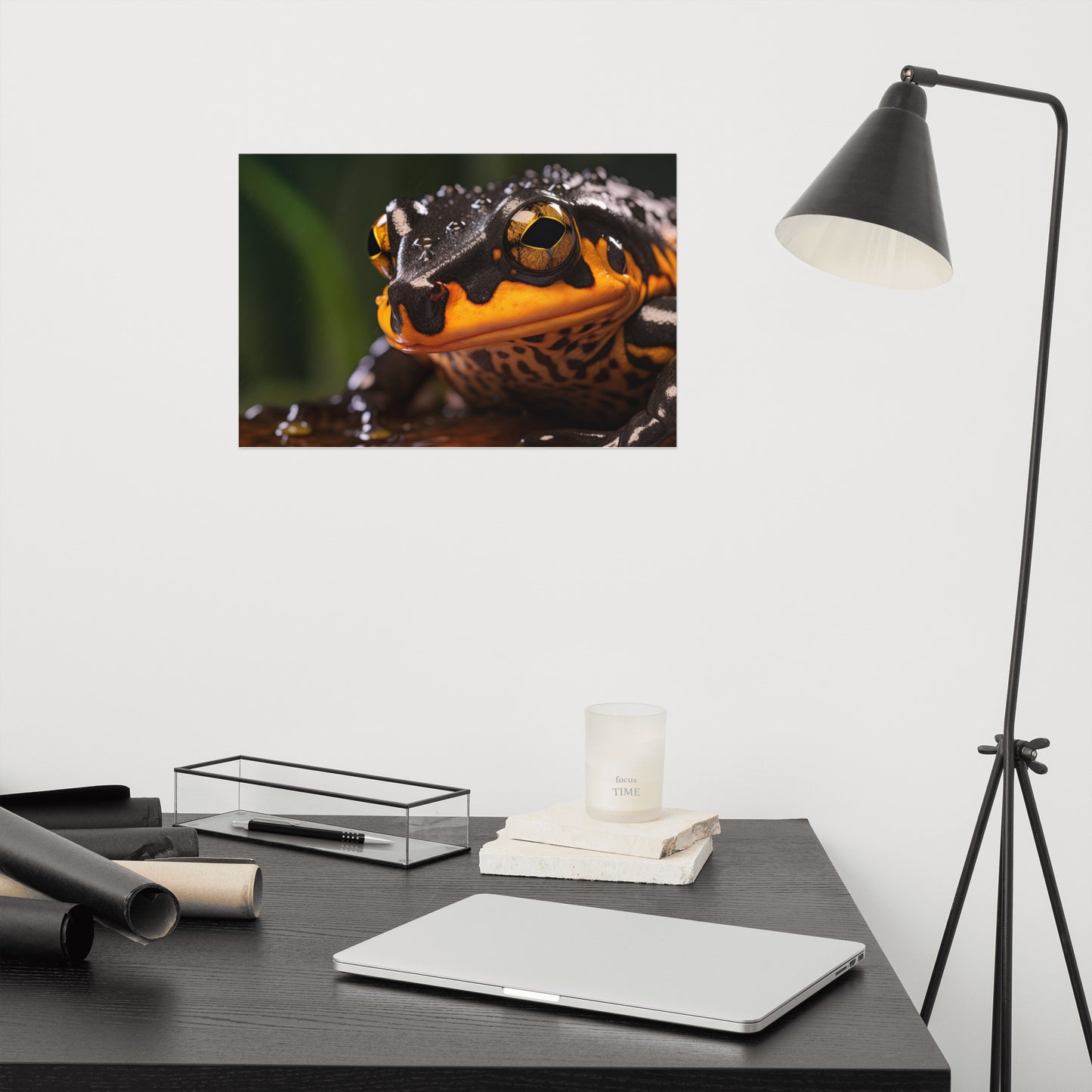 Harlequin Hue Mantella Frog Photorealism - Digital Artwork Loose Art Print