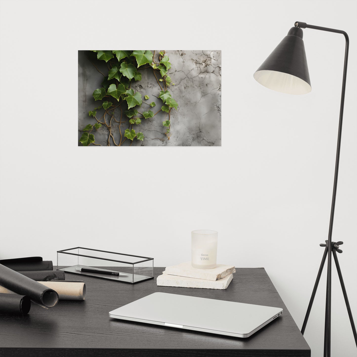 Life on the Wall - Ivy on Stone Photorealism - Digital Artwork Loose Art Print