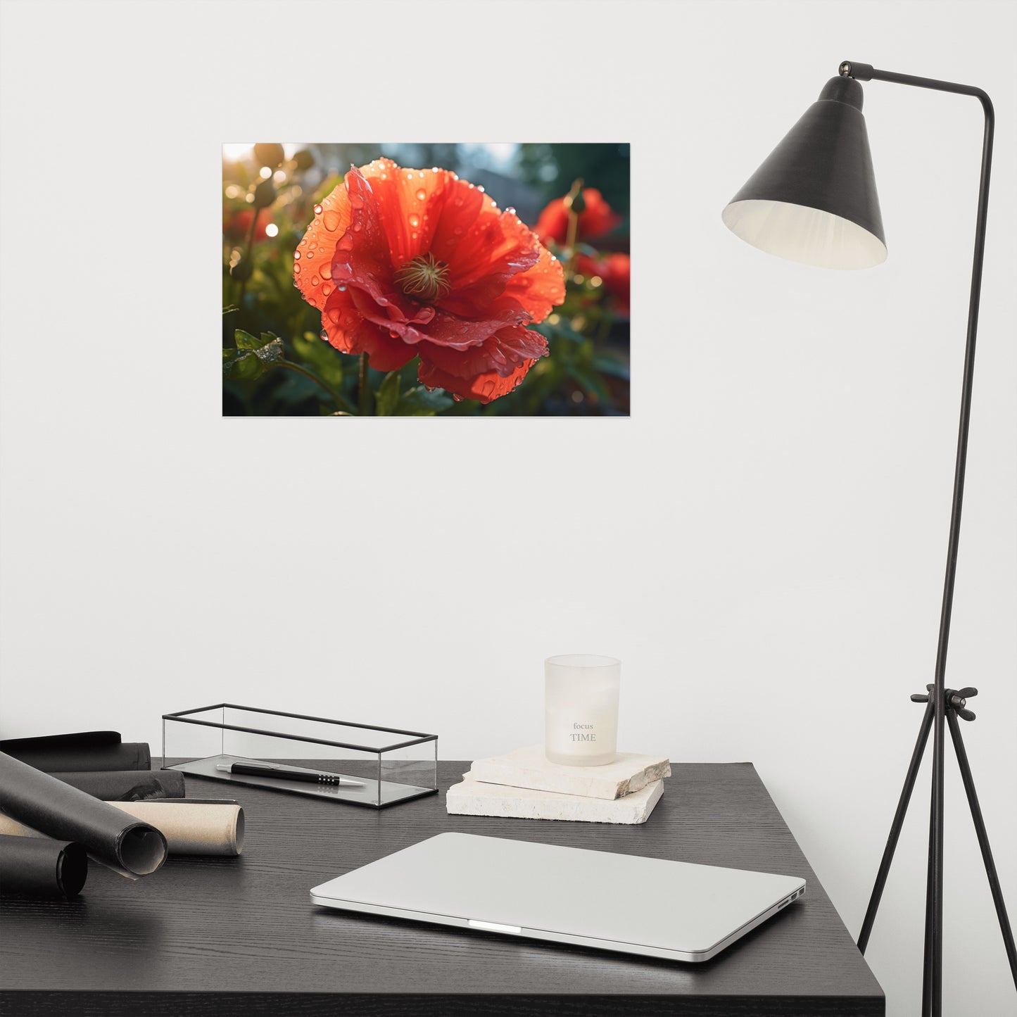 Lonely Crimson Photorealism - Digital Artwork Loose Art Print