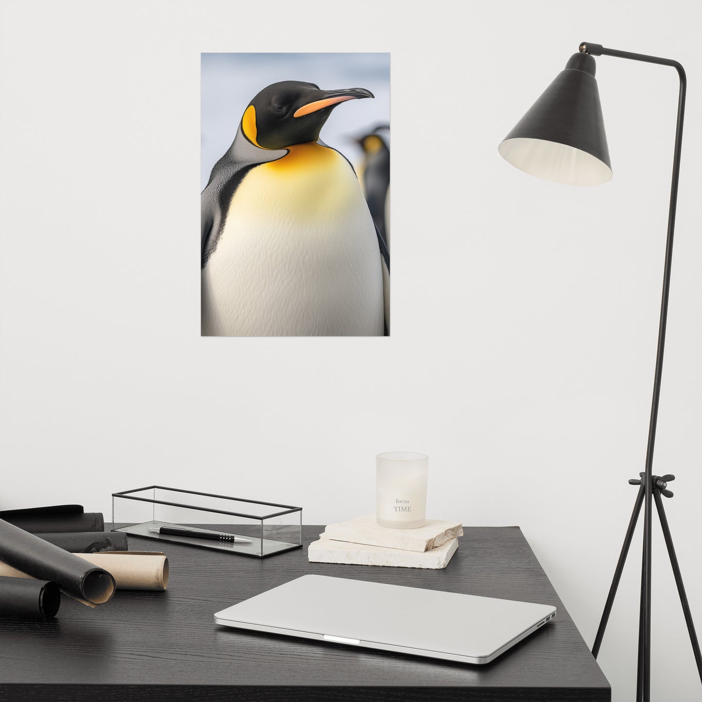 Majestic Penguin Glare Photorealism - Digital Artwork Loose Art Print