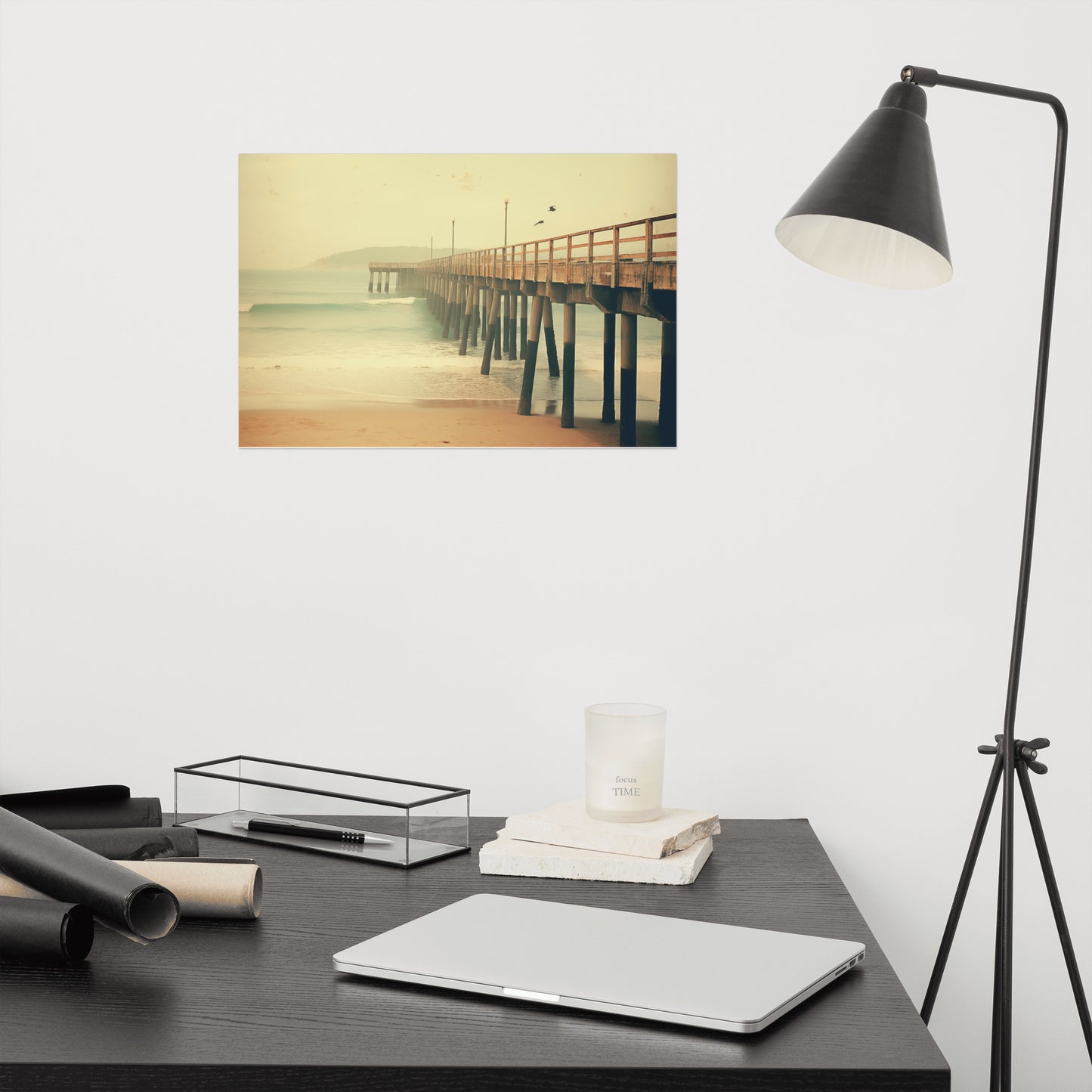 Memories of the Beach Subdued Retro Coastal Photorealism - Digital Artwork Loose Art Print