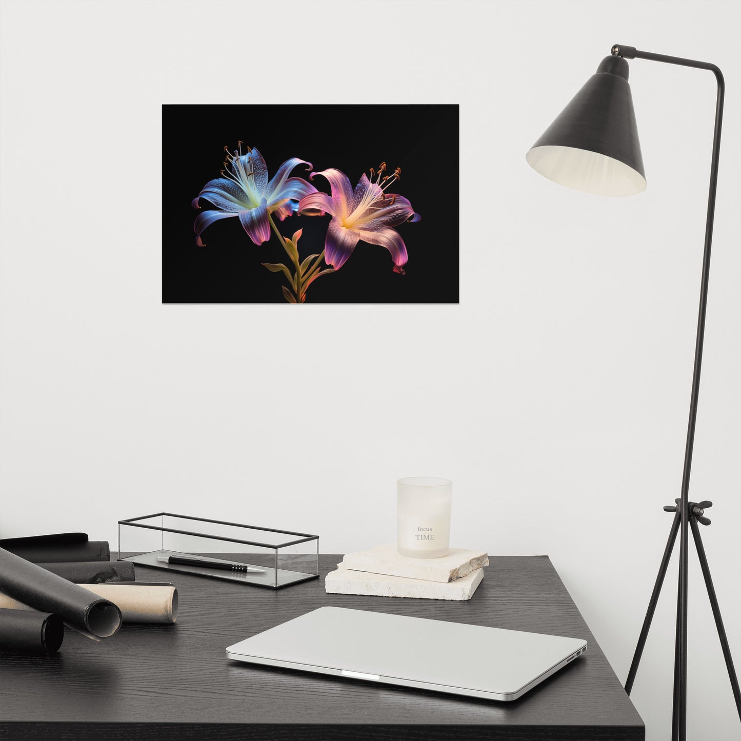 Luminous Lilies Illustration - Digital Artwork Loose Art Print