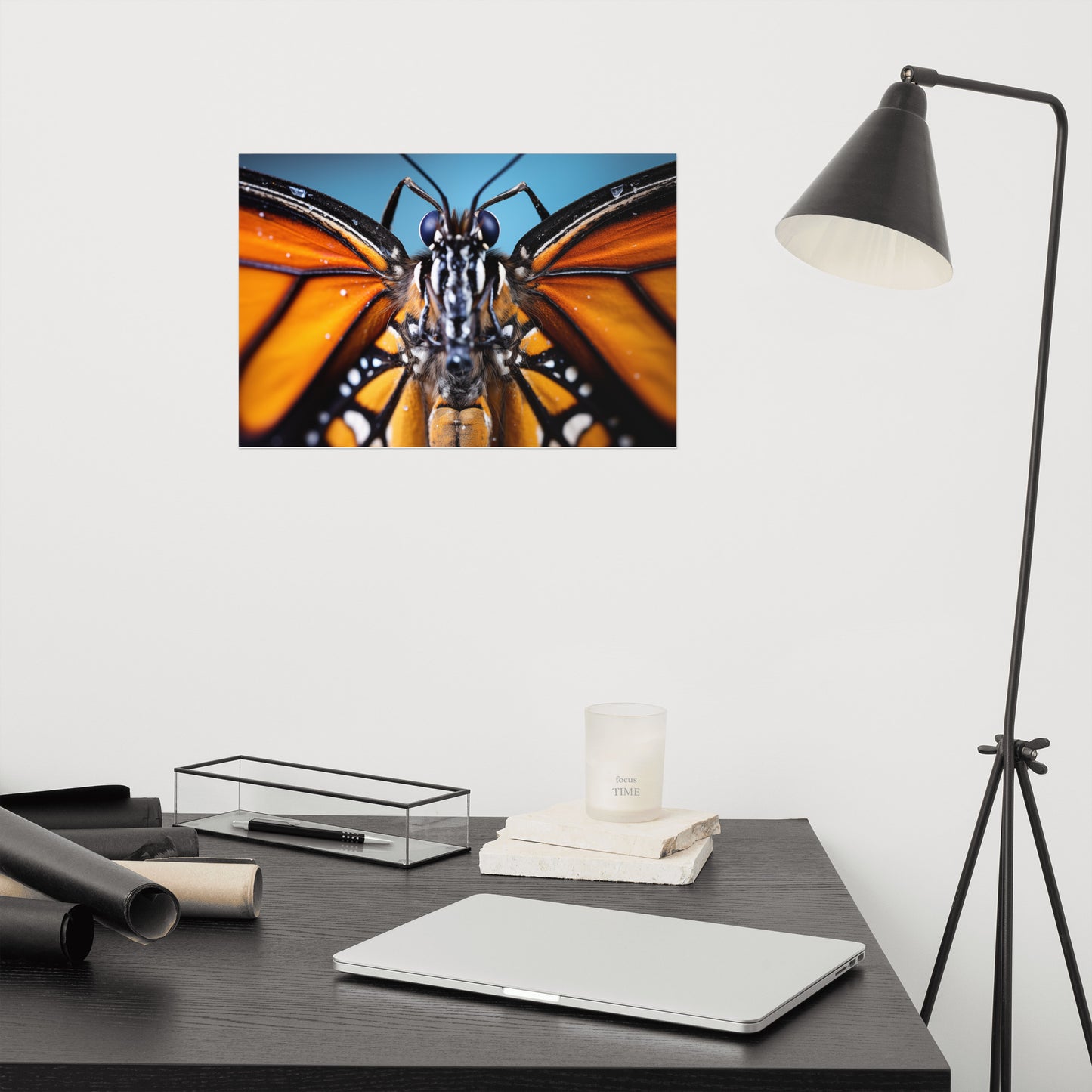 Monarch Macro - Butterfly Close-up Photorealism - Digital Artwork Loose Art Print