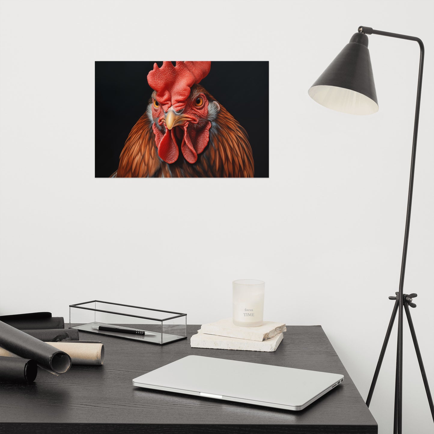 Morning Herald Rooster Portrait Photorealism - Digital Artwork Loose Art Print