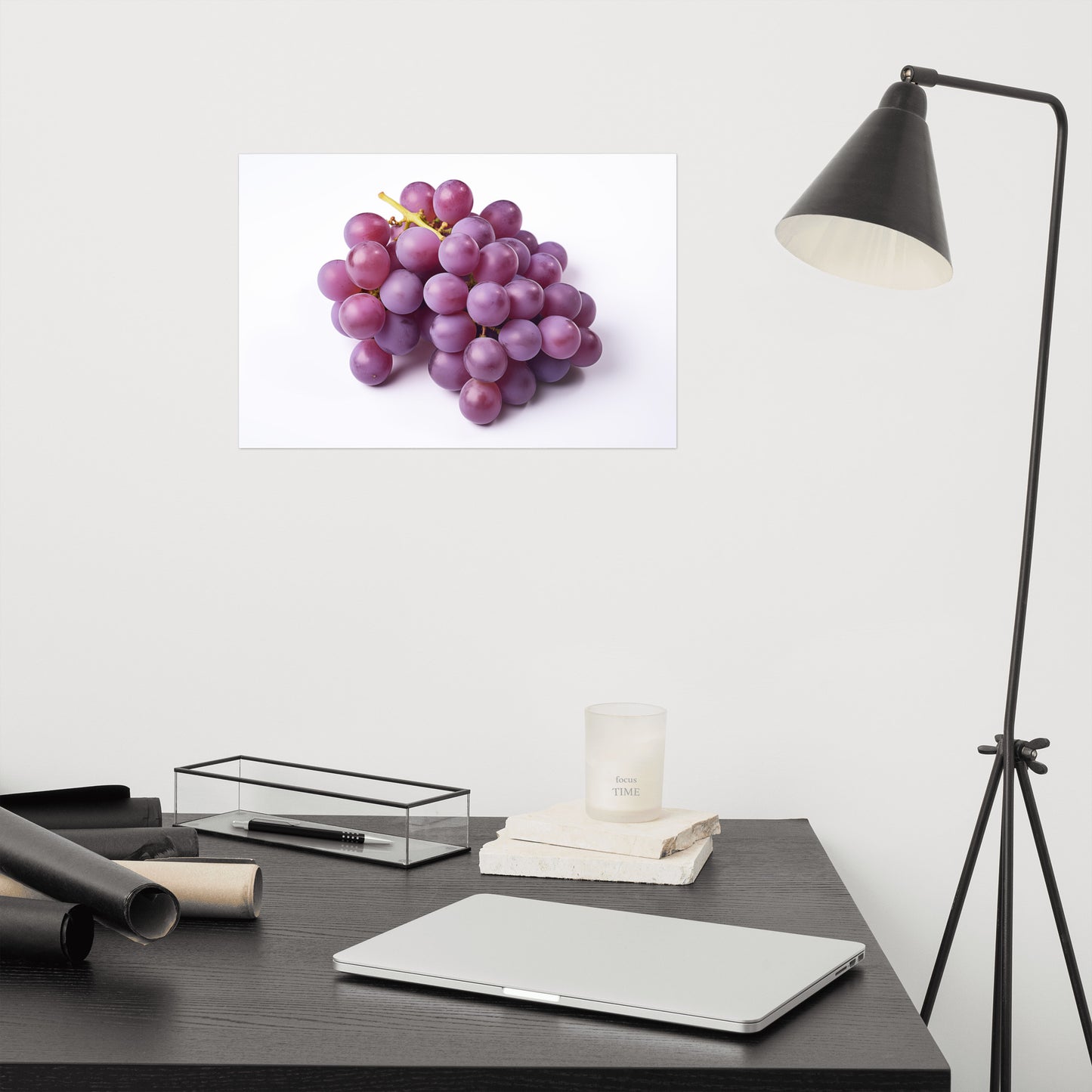 Nature's Candy Purple Grapes on White photorealism - Digital Artwork Loose Art Print