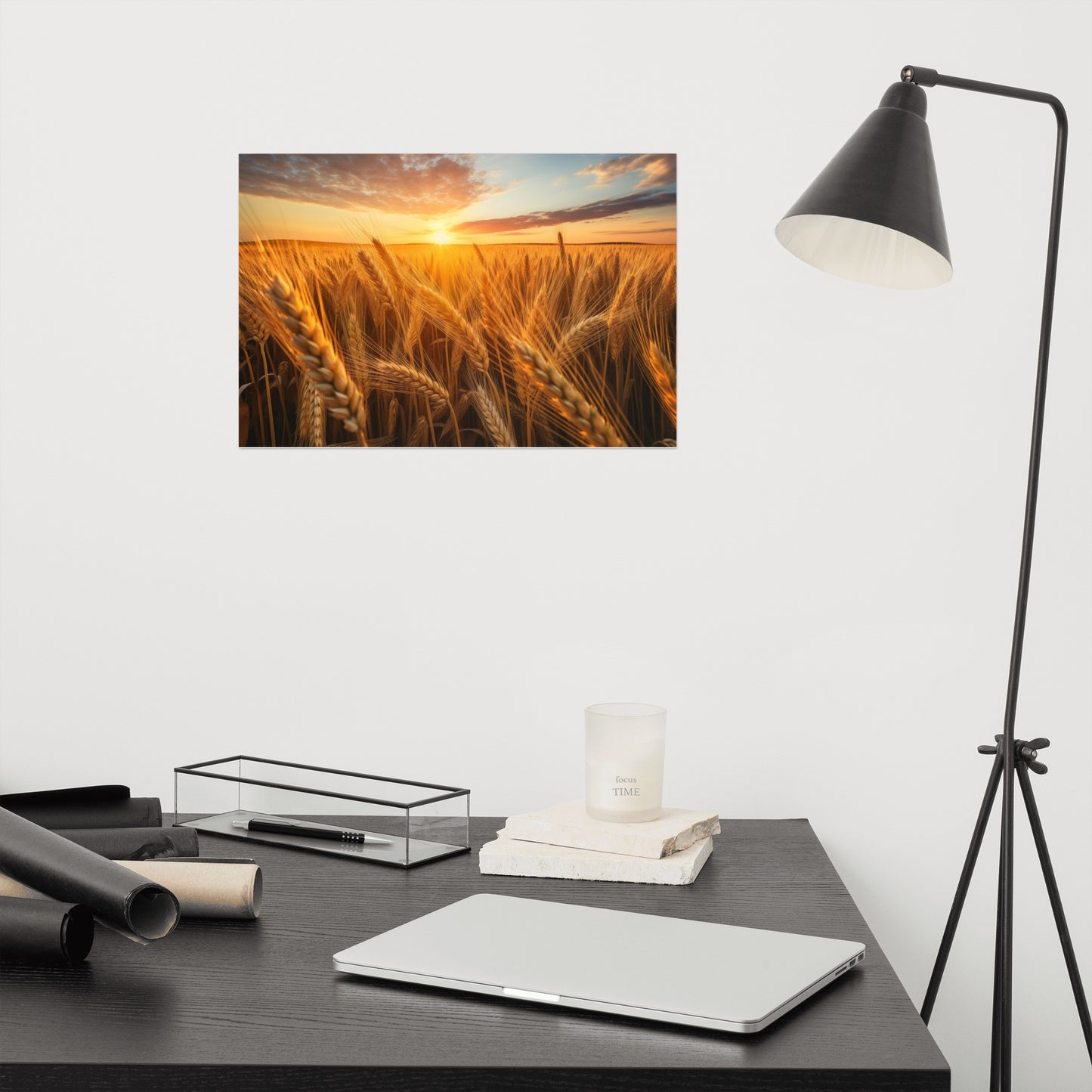 Nature's Bounty Minimal Botanical Rustic Subdued Wheat Crops Photorealism - Digital Artwork Loose Art Print