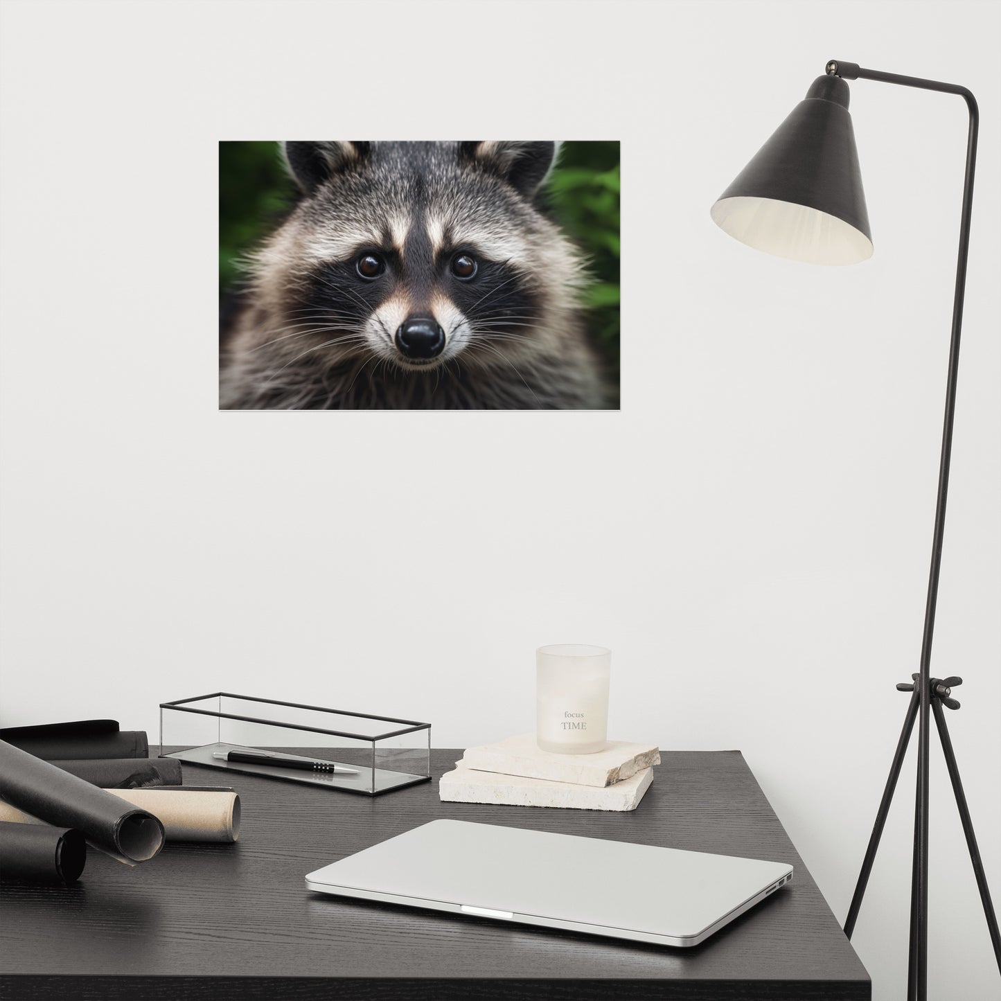 Night Prowler Raccoon Portrait Photorealism - Digital Artwork Loose Art Print