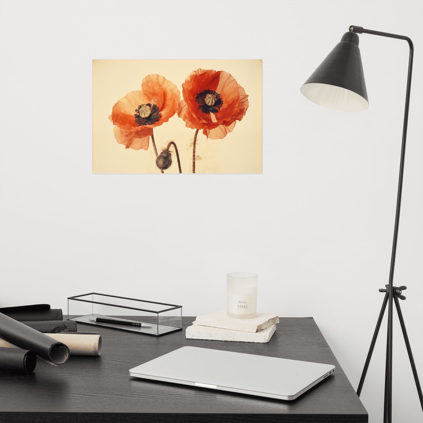 Poppy Symphony Retro Subdued Watercolor - Digital Artwork Loose Art Print