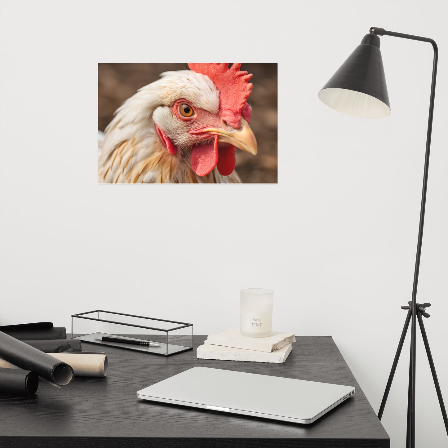 Portrait of a Hen Photorealism - Digital Artwork Loose Art Print