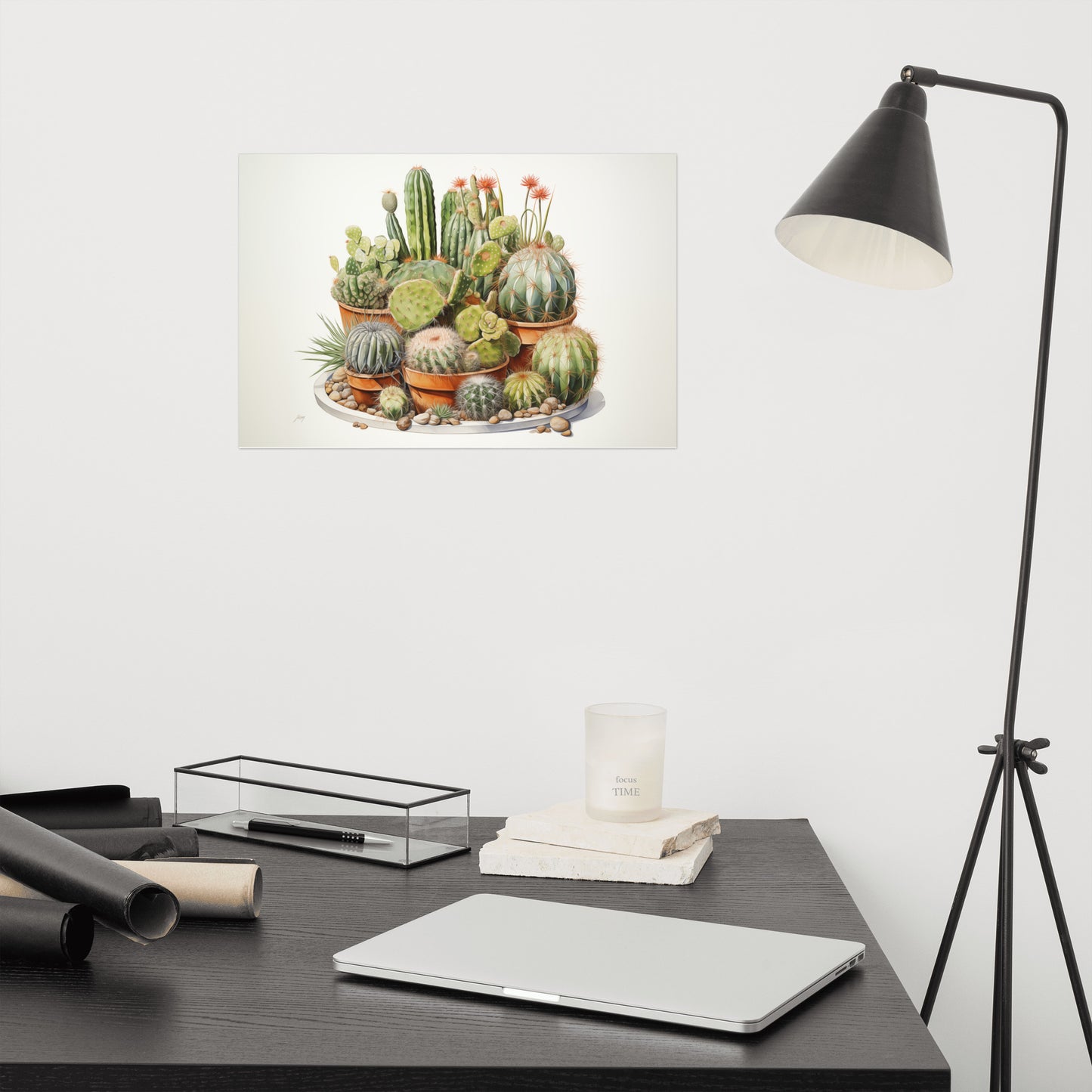 Potted Cacti Still Life Cactus Illustration Pencil Drawing - Digital Artwork Loose Art Print