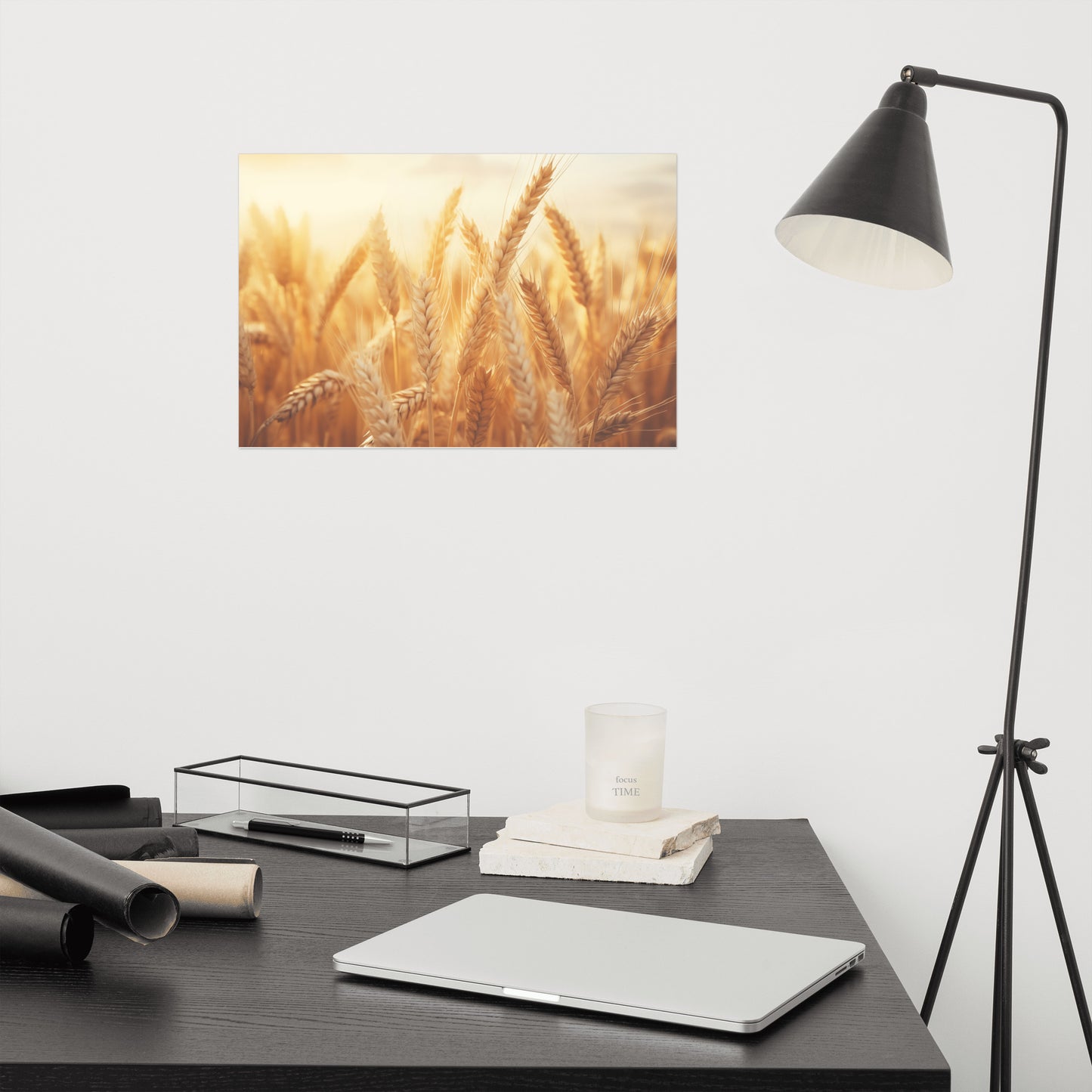 Prairie Dreams Minimal Botanical Rustic Subdued Wheat Crops Photorealism - Digital Artwork Loose Art Print