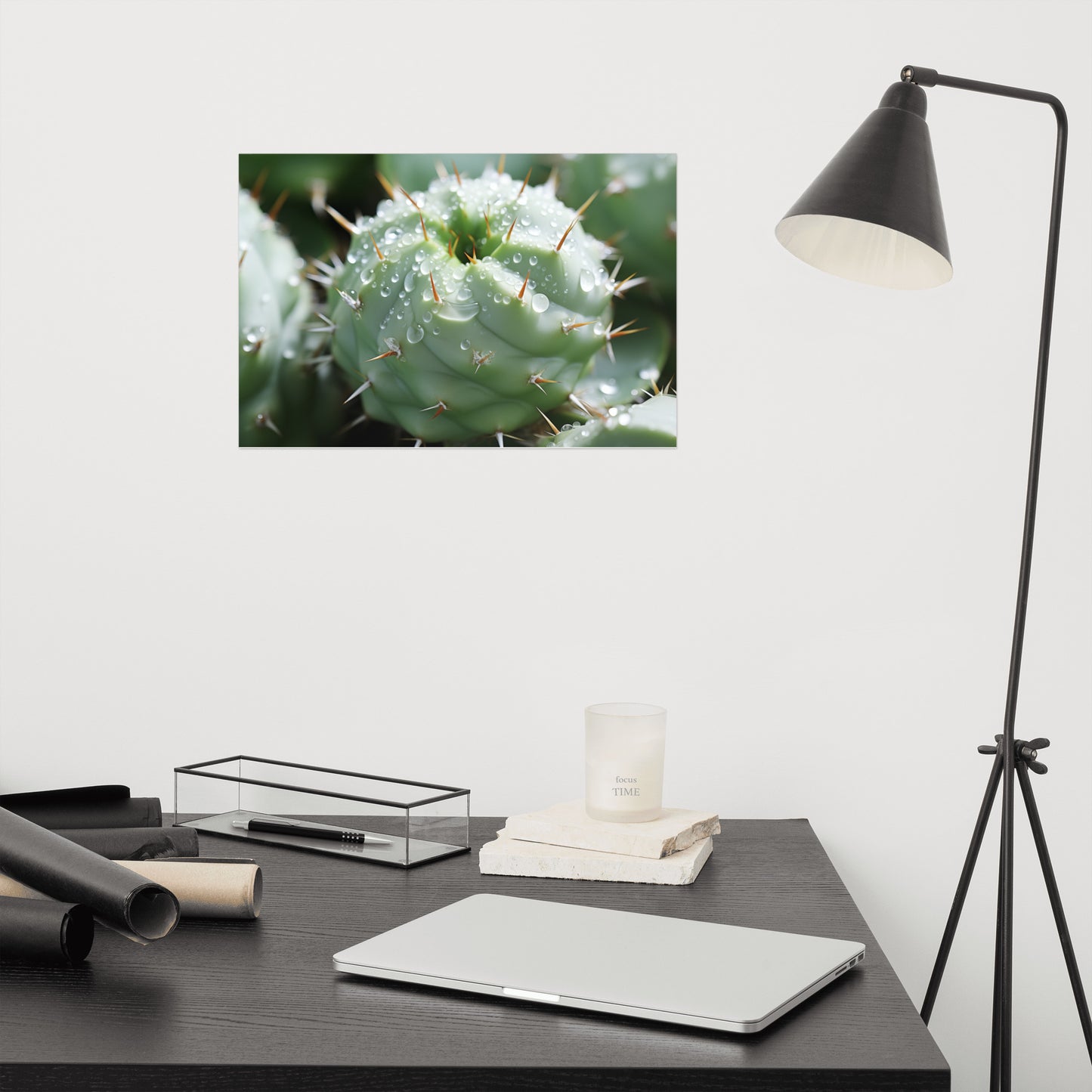 Prickly Pearls Succulent Photorealism - Digital Artwork Loose Art Print