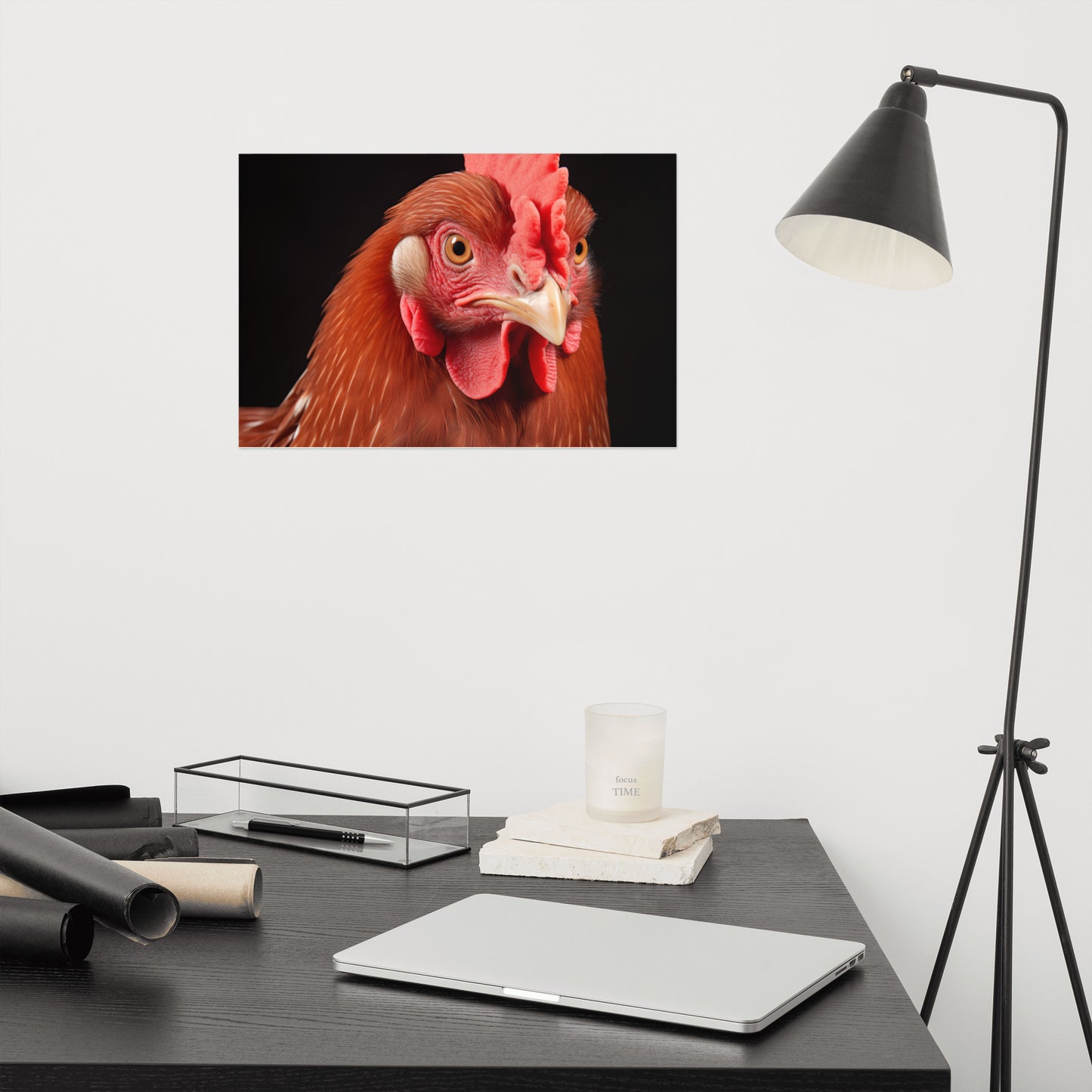 Proud Rooster in Profile Photorealism - Digital Artwork Loose Art Print