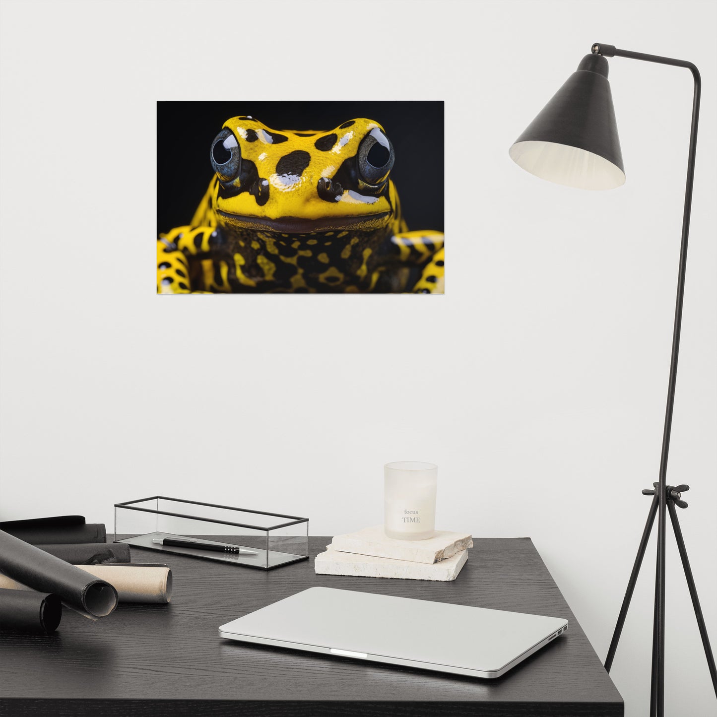 Radiant Amphibian Poison Dart Frog Close-up Photorealism - Digital Artwork Loose Art Print