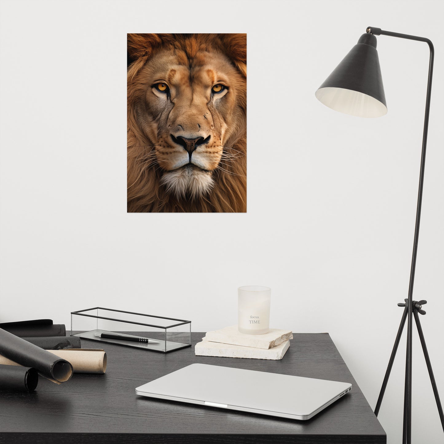 Regal Gaze Lion Photorealism - Digital Artwork Loose Art Print